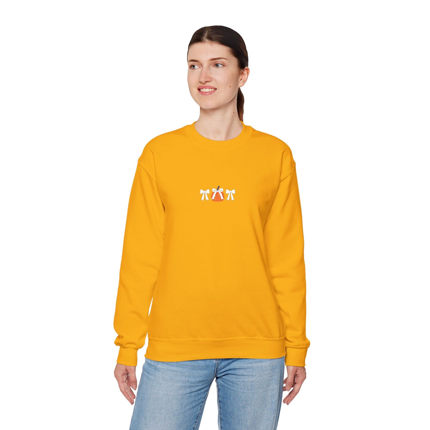 Coquette Pumpkin Embroidered Crewneck Sweatshirt