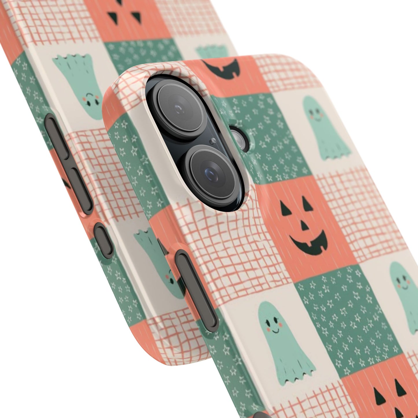 Ghost and Pumpkin Checkered Slim iPhone Case