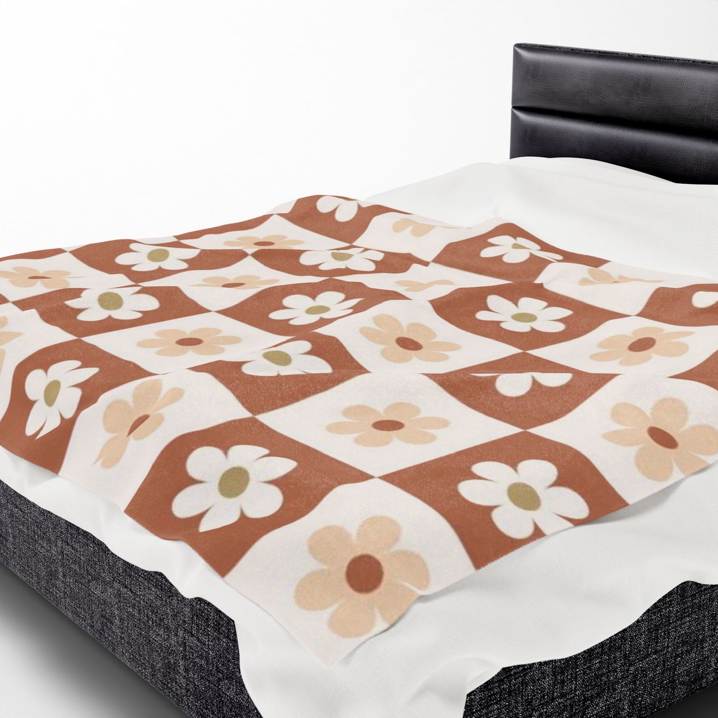 Autumn Checkered Floral Velveteen Plush Blanket