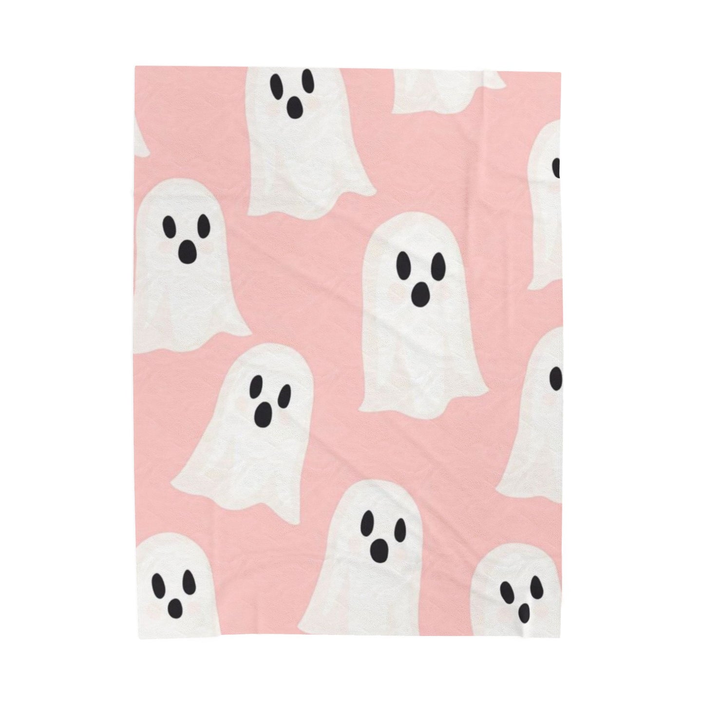 Cute Ghost Pattern Pink Velveteen Plush Blanket