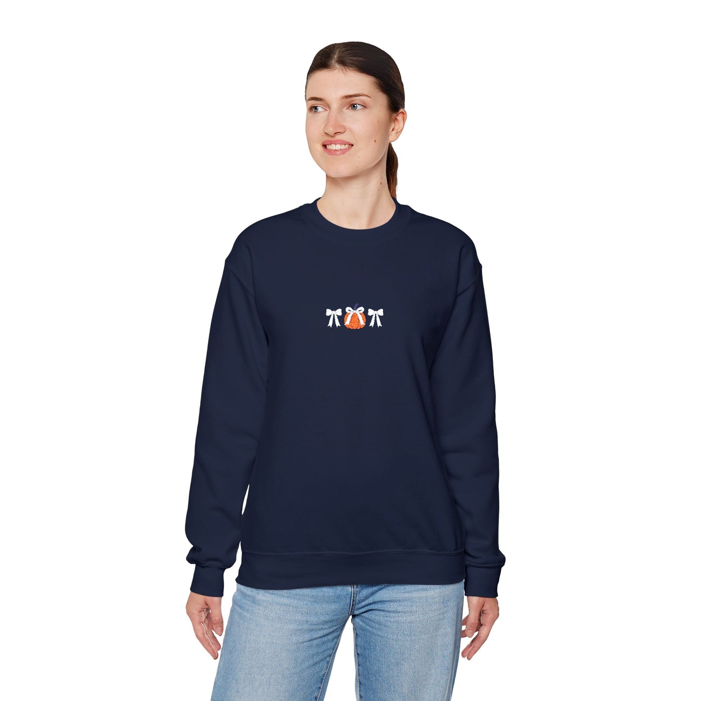 Coquette Pumpkin Embroidered Crewneck Sweatshirt