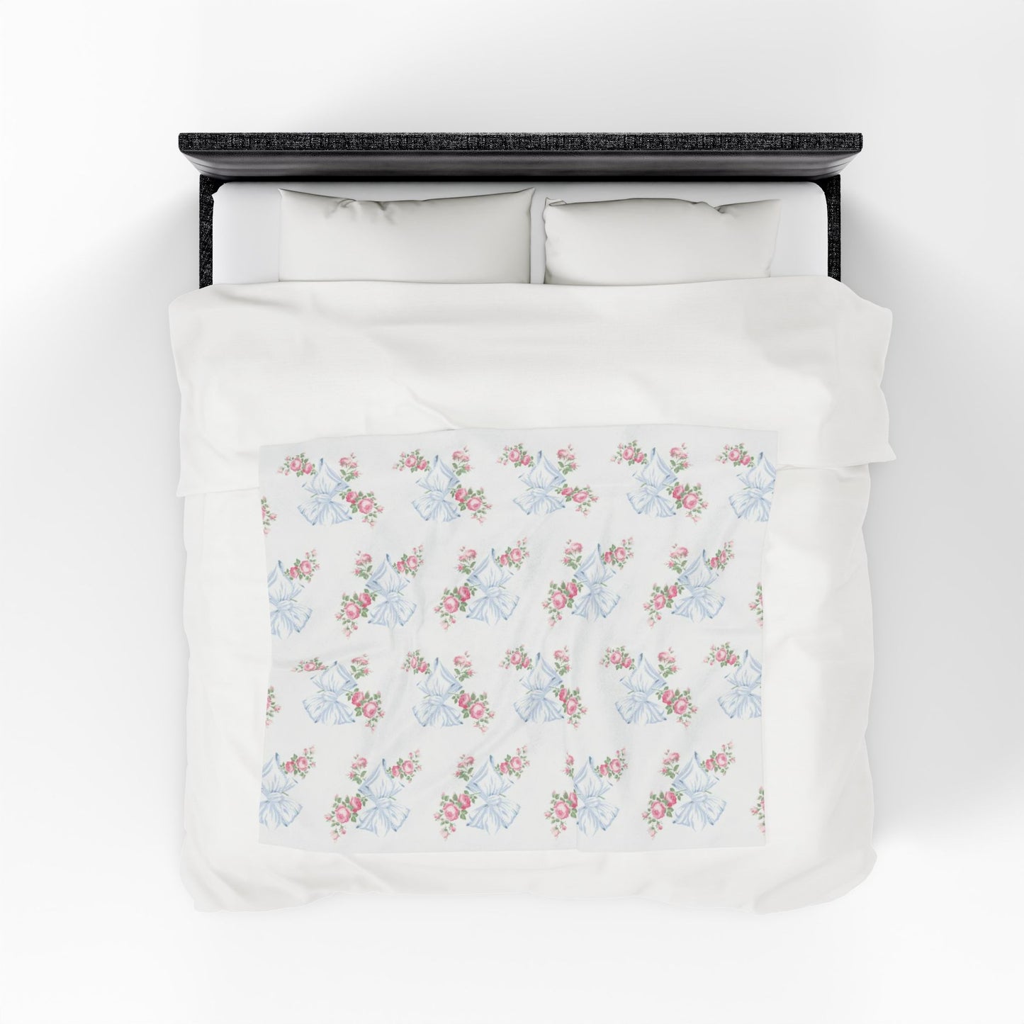 Rosa Beaux Blue Velveteen Plush Blanket