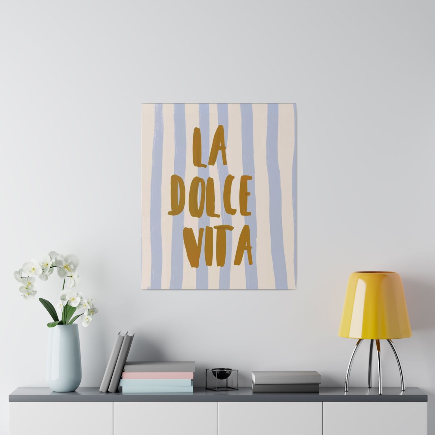 La Dolce Vita Blue Striped Matte Canvas, Stretched