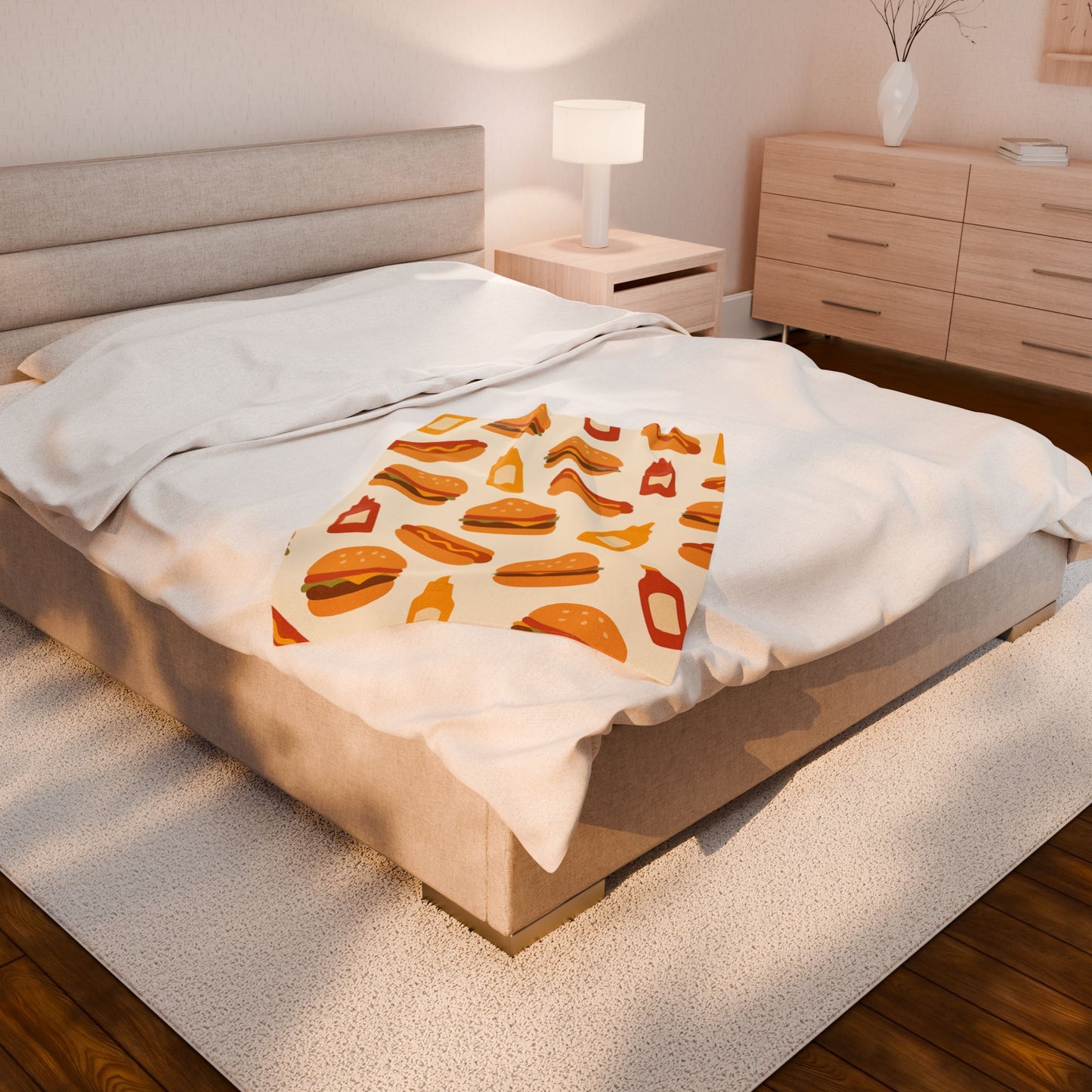 Hamburger Dog Velveteen Plush Blanket