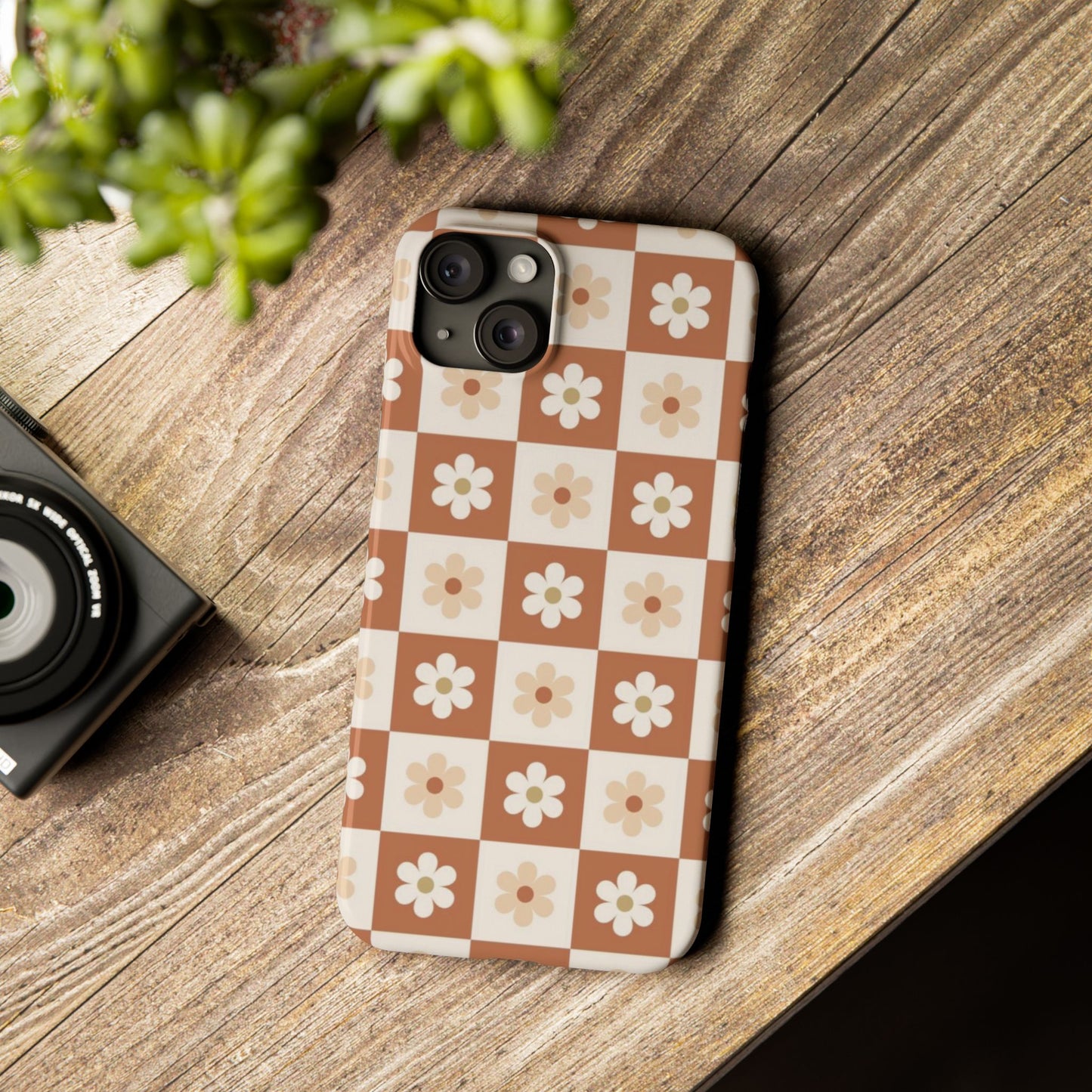 Autumn Checkered Floral Slim iPhone Case