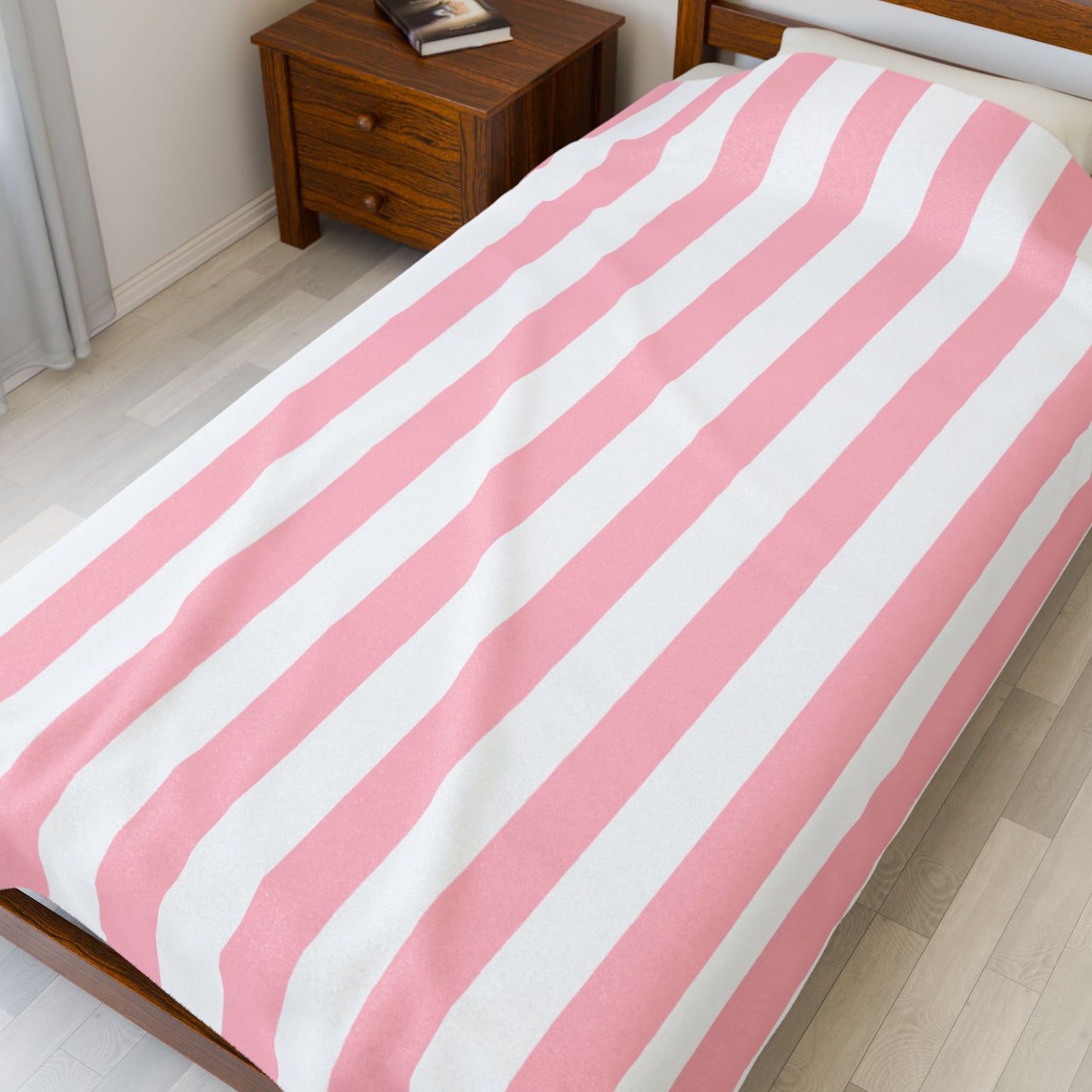 Pink Striped Summer Velveteen Plush Blanket