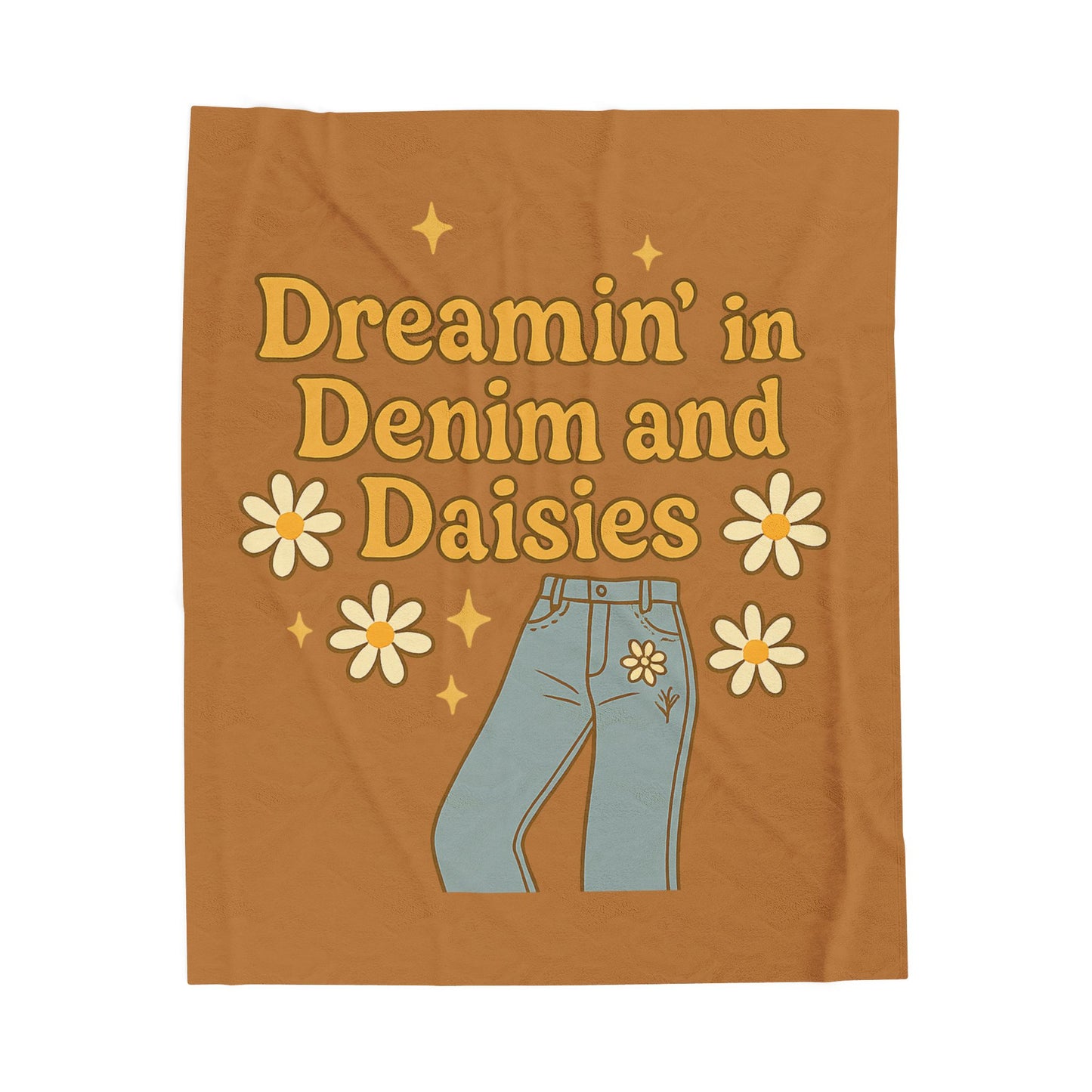Dreaming in Denim and Daisies Velveteen Plush Blanket