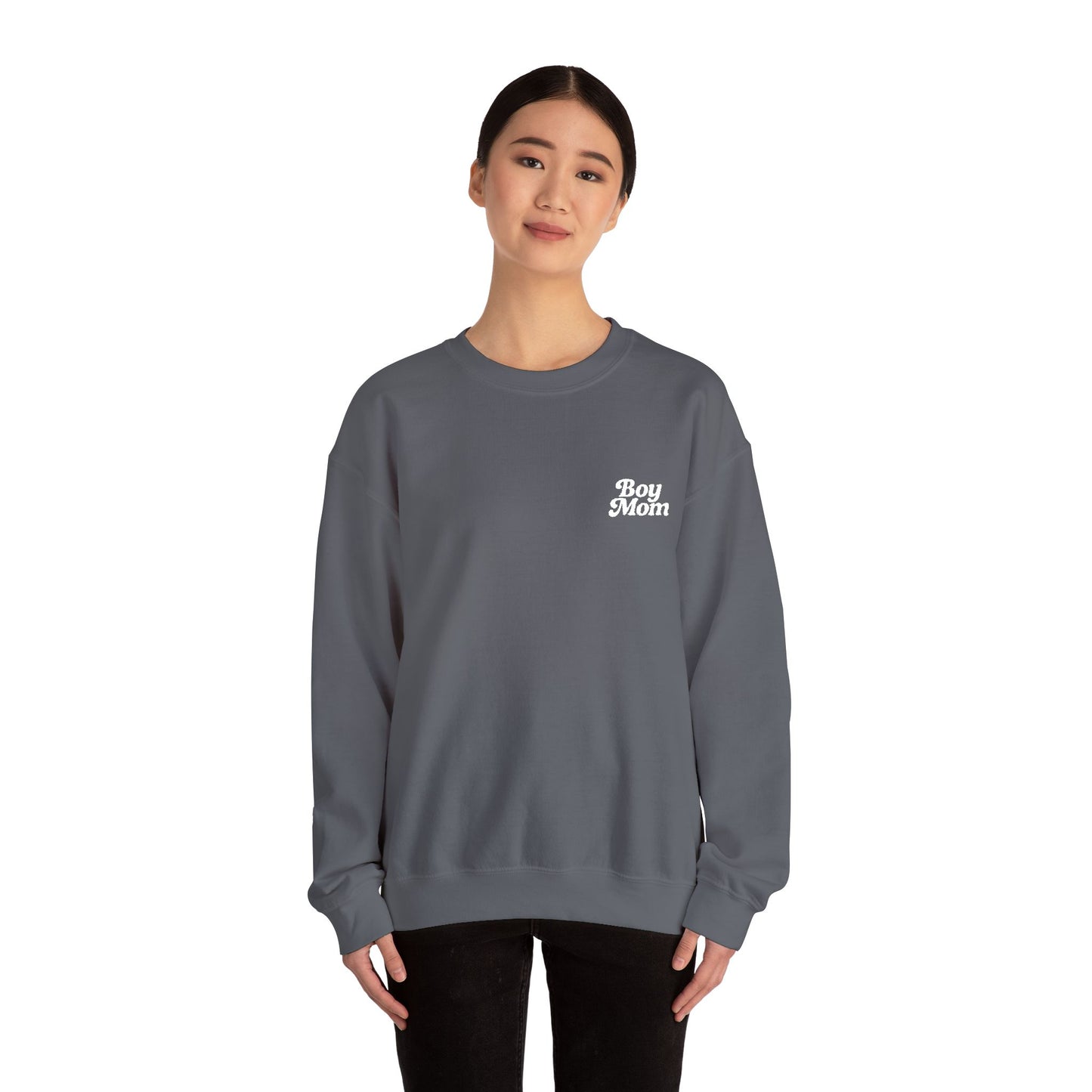 Boy Mom Retro Embroidered Crewneck Sweatshirt