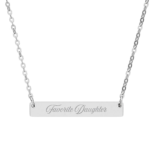Favorite Daughter Personalized Engraved Horizontal Bar Necklace