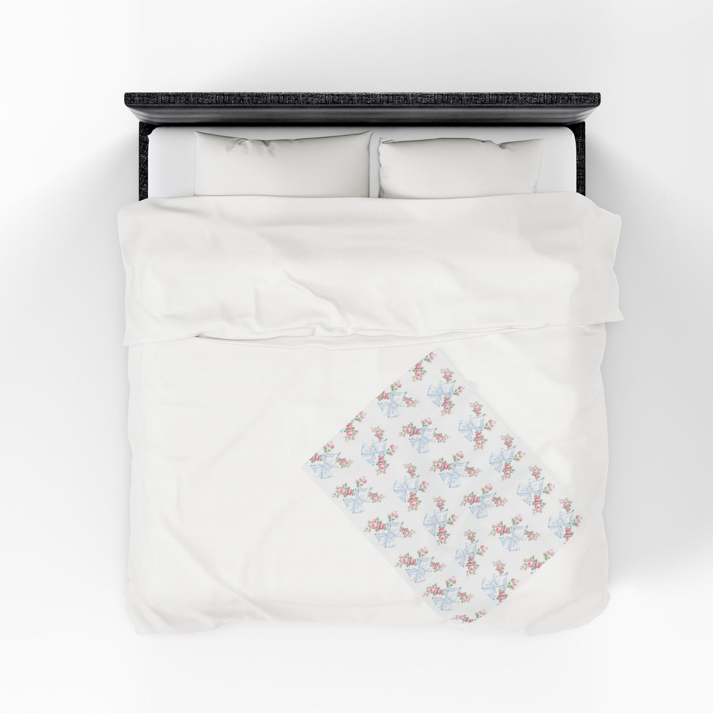 Rosa Beaux Blue Velveteen Plush Blanket