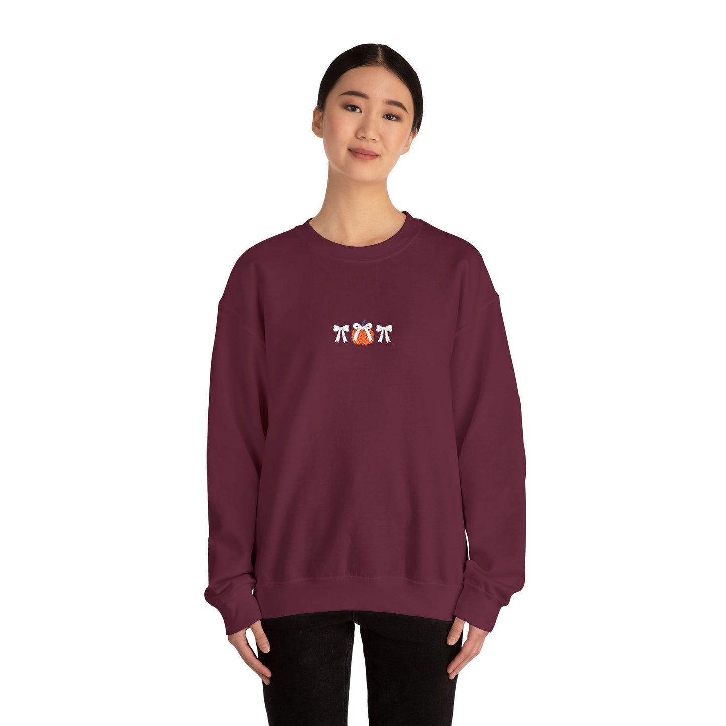 Coquette Pumpkin Embroidered Crewneck Sweatshirt