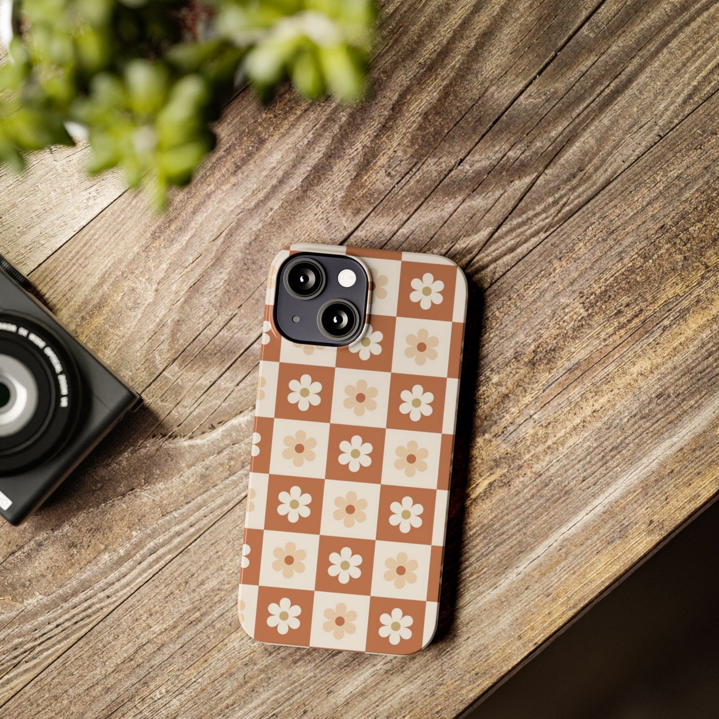 Autumn Checkered Floral Slim iPhone Case