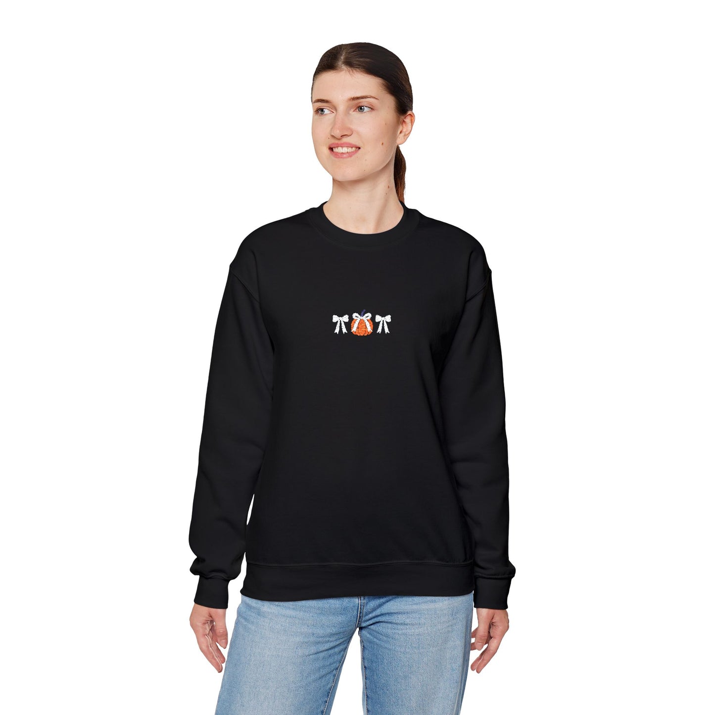 Coquette Pumpkin Embroidered Crewneck Sweatshirt