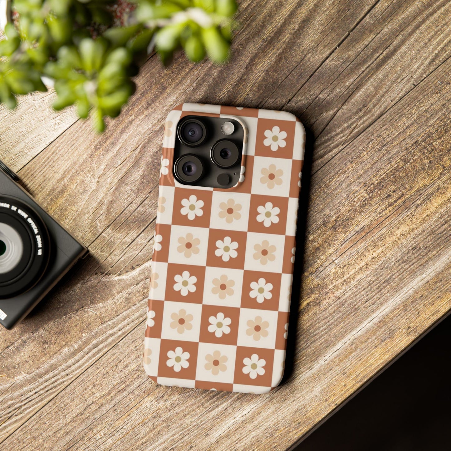 Autumn Checkered Floral Slim iPhone Case