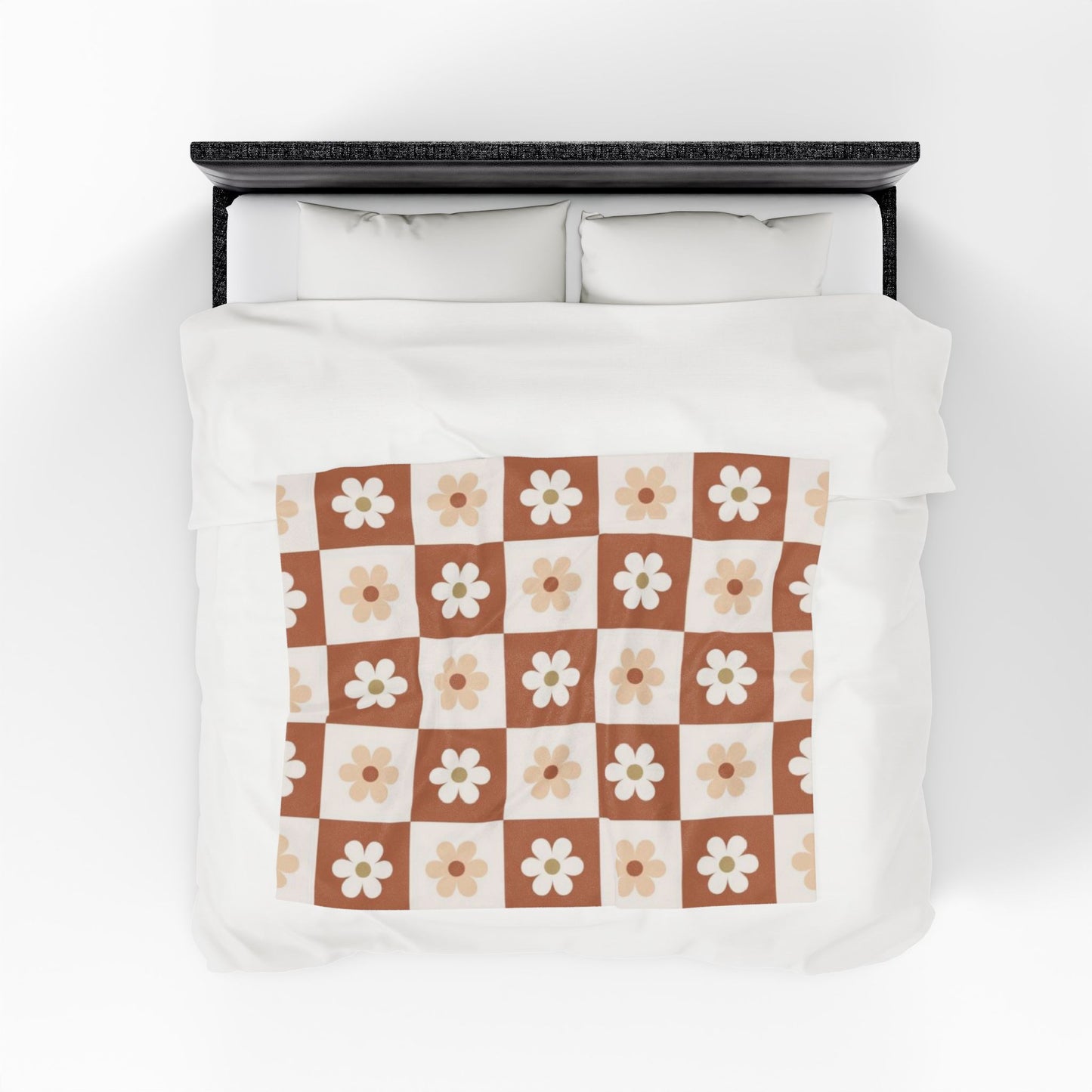Autumn Checkered Floral Velveteen Plush Blanket