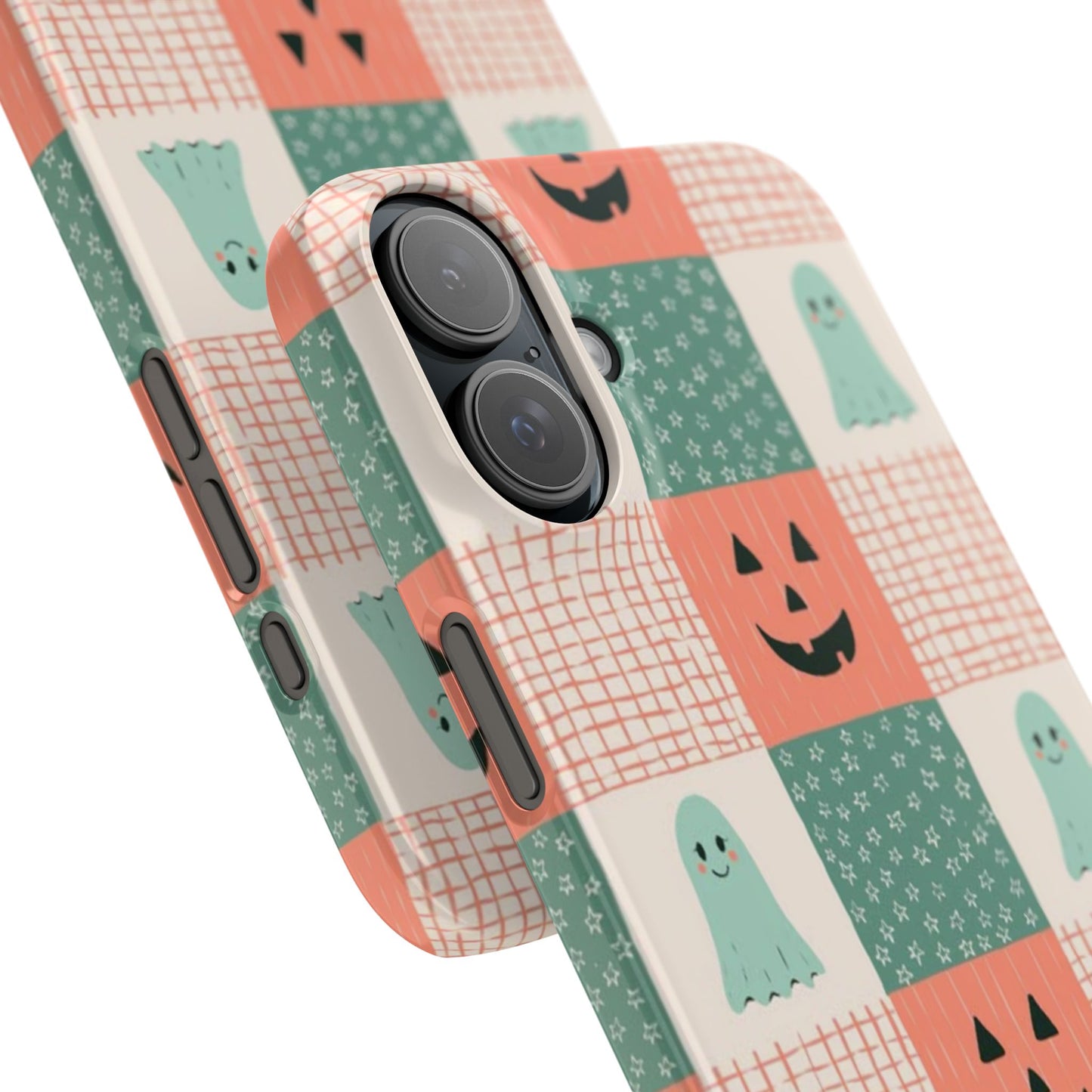 Ghost and Pumpkin Checkered Slim iPhone Case