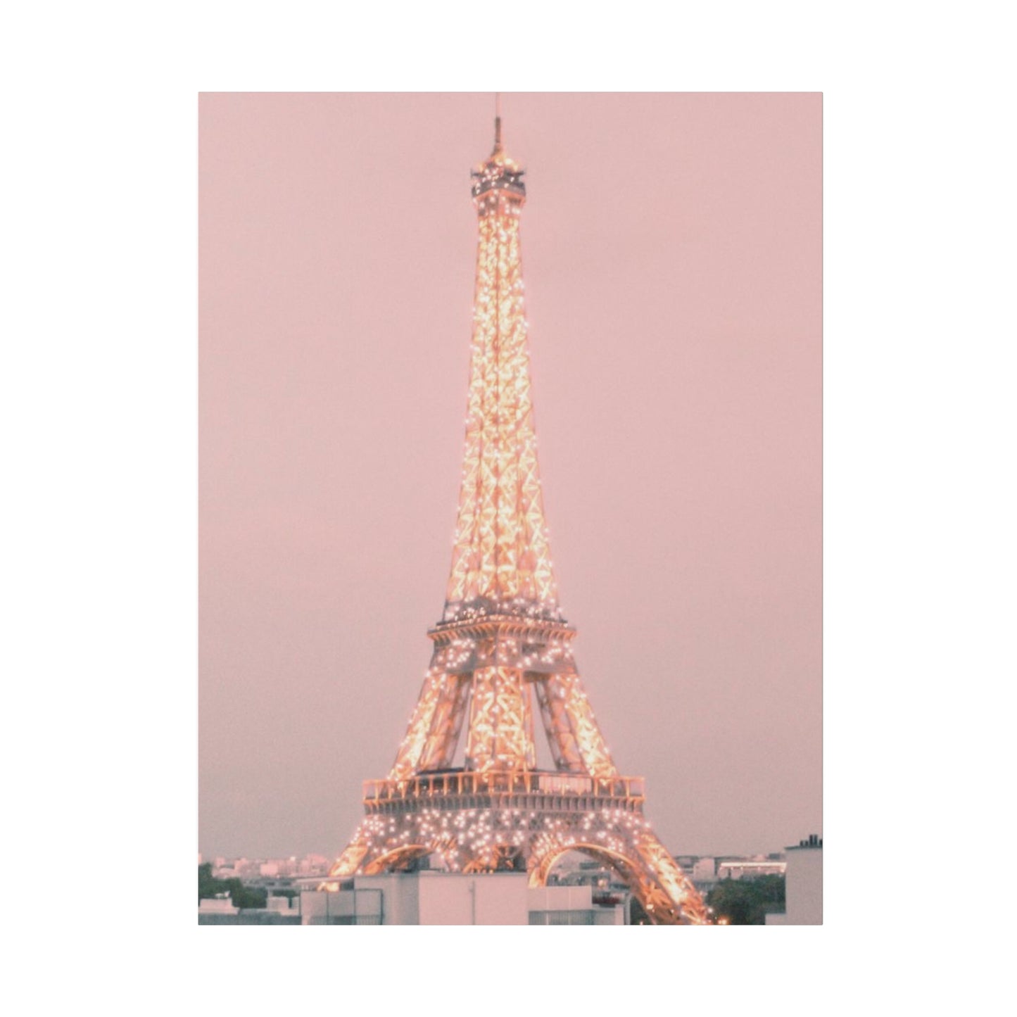 Sunset Paris Eiffel Tower Matte Canvas, Stretched