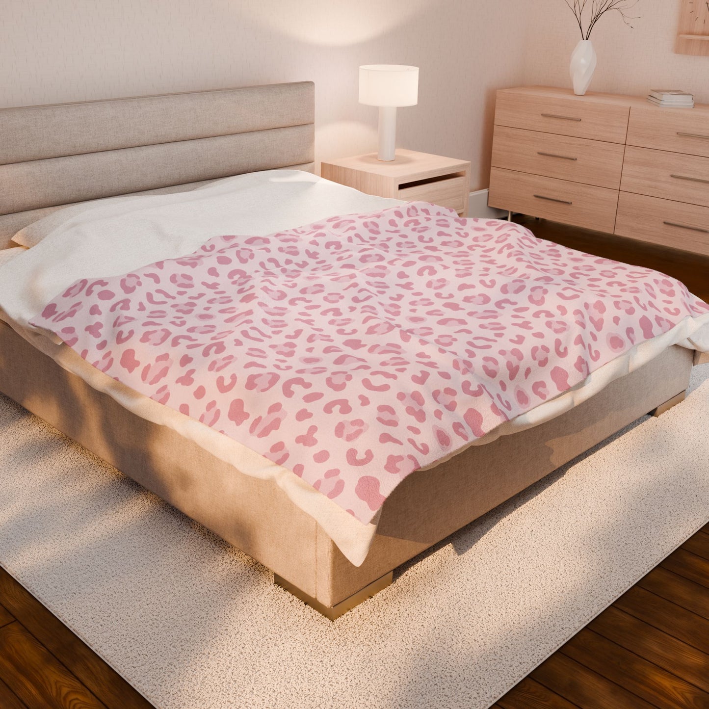 Pink Cheetah Velveteen Plush Blanket