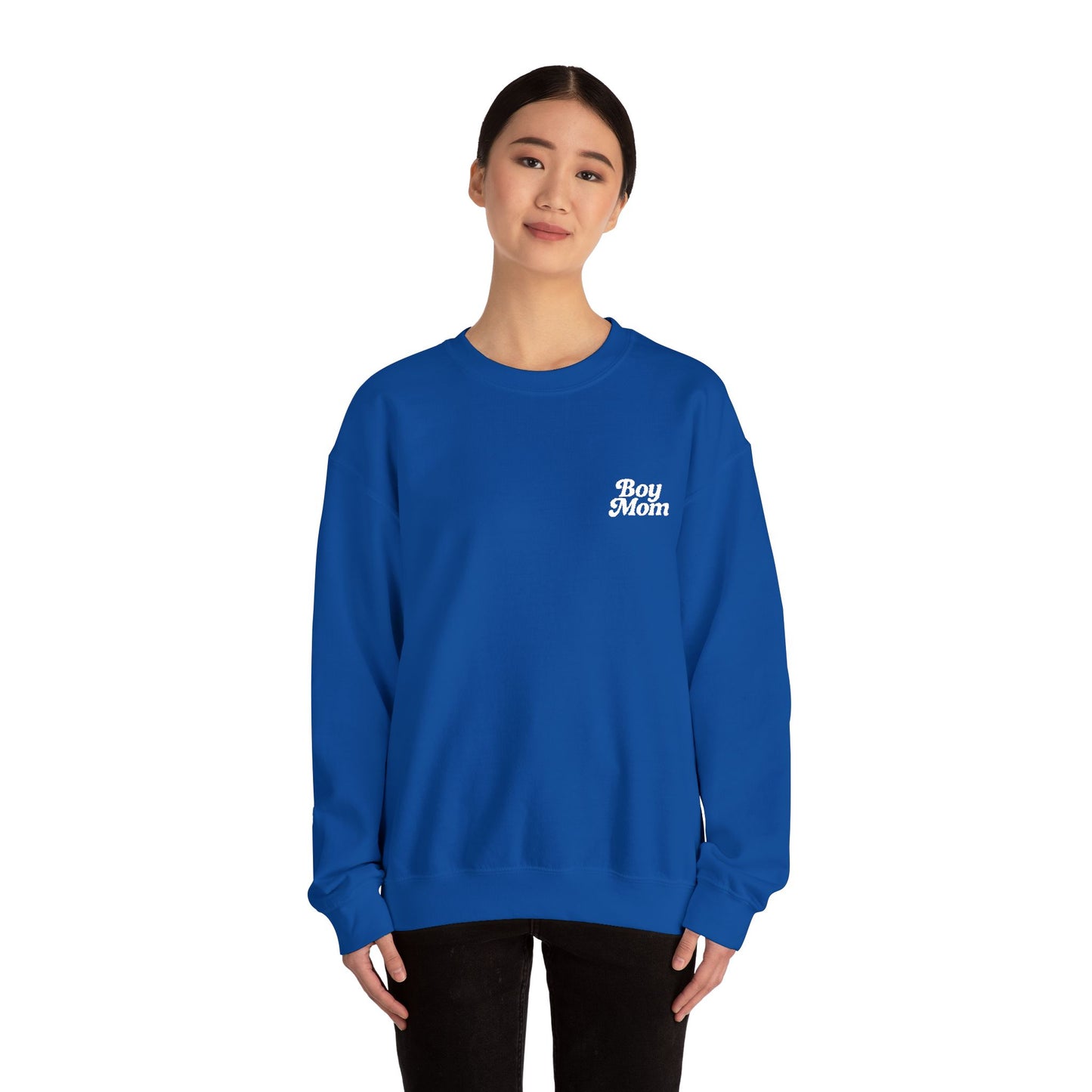 Boy Mom Retro Embroidered Crewneck Sweatshirt
