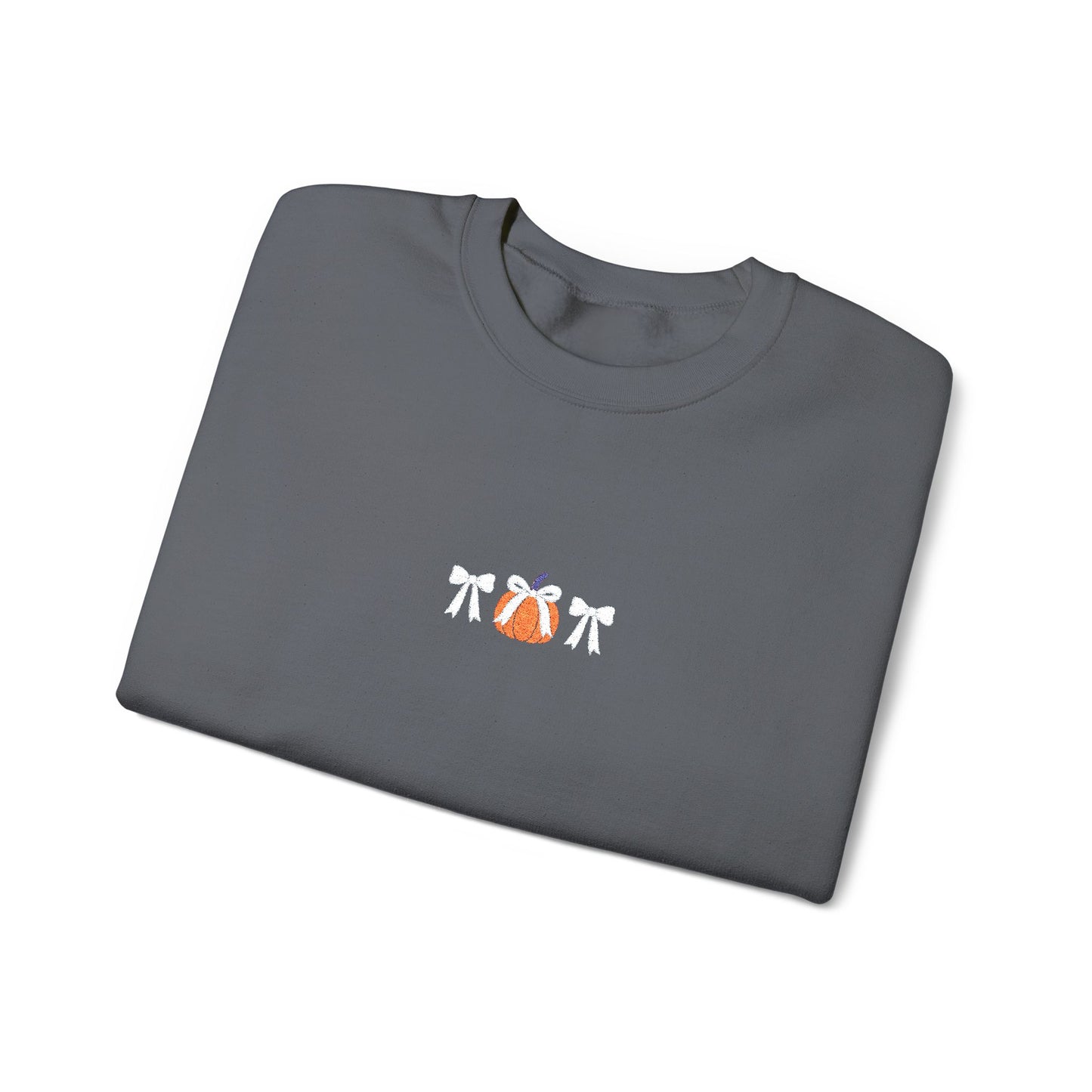 Coquette Pumpkin Embroidered Crewneck Sweatshirt