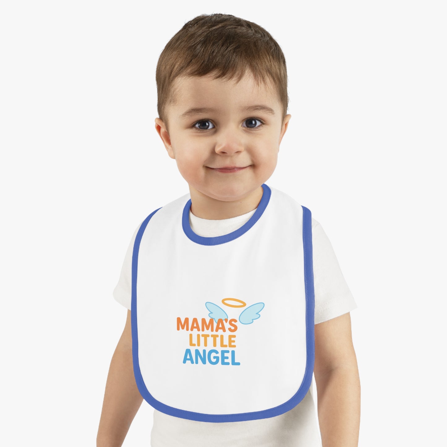 Mama's Little Angel Baby Bib with Contrast Trim