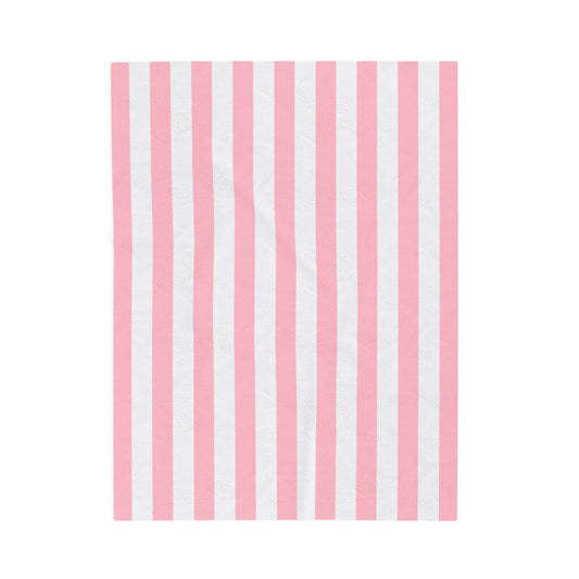 Pink Striped Summer Velveteen Plush Blanket