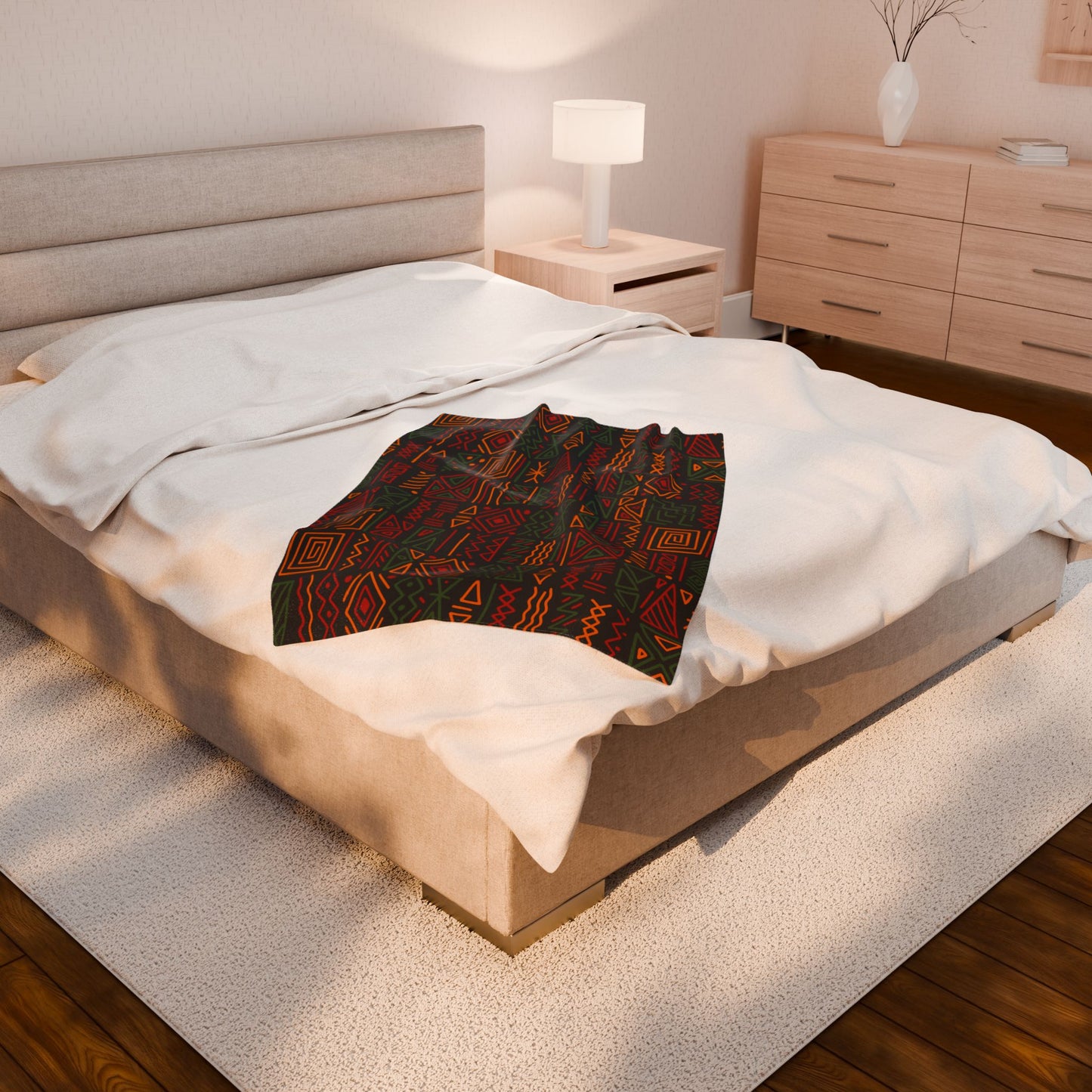 Kente Cloth Velveteen Plush Blanket