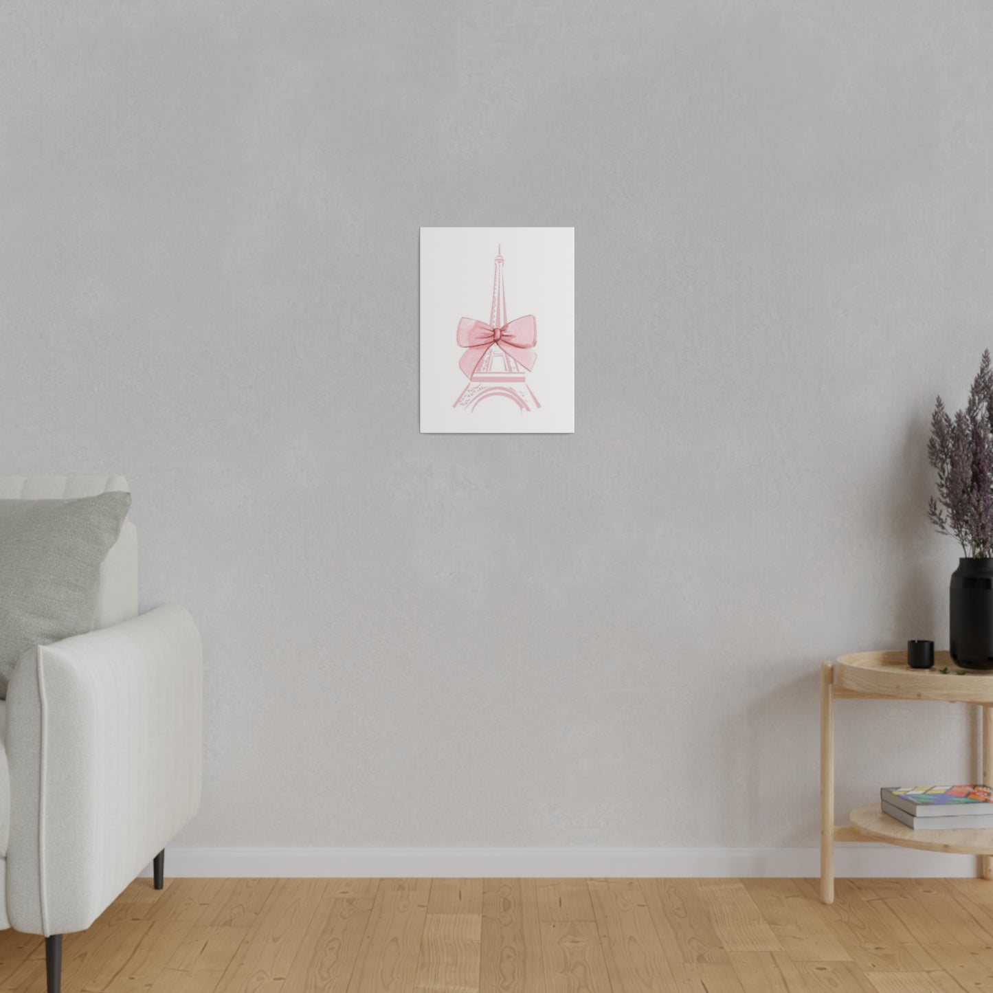 Eiffel Tower Bow Matte Canvas, Stretched