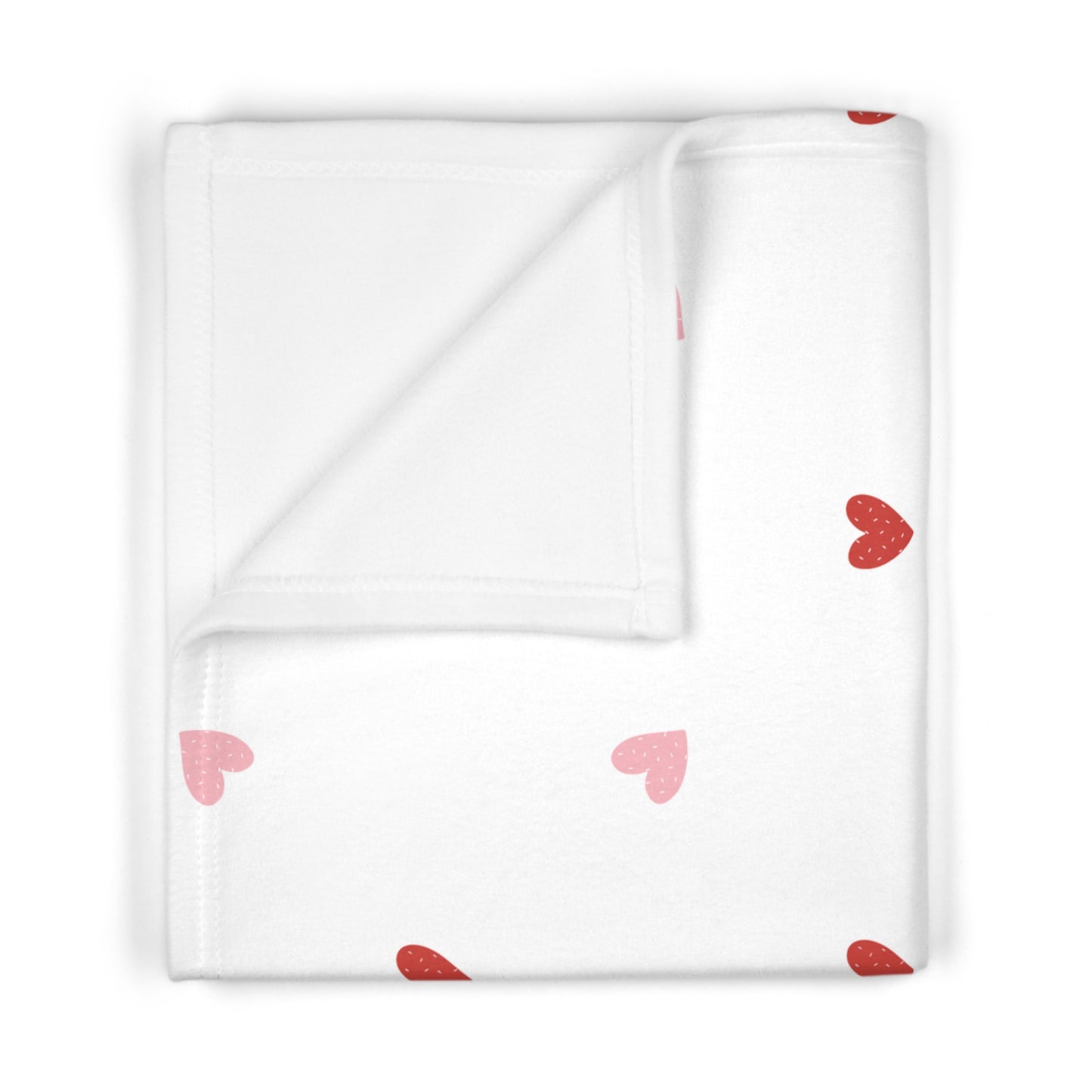 Polka Hearts Soft Fleece Baby Blanket