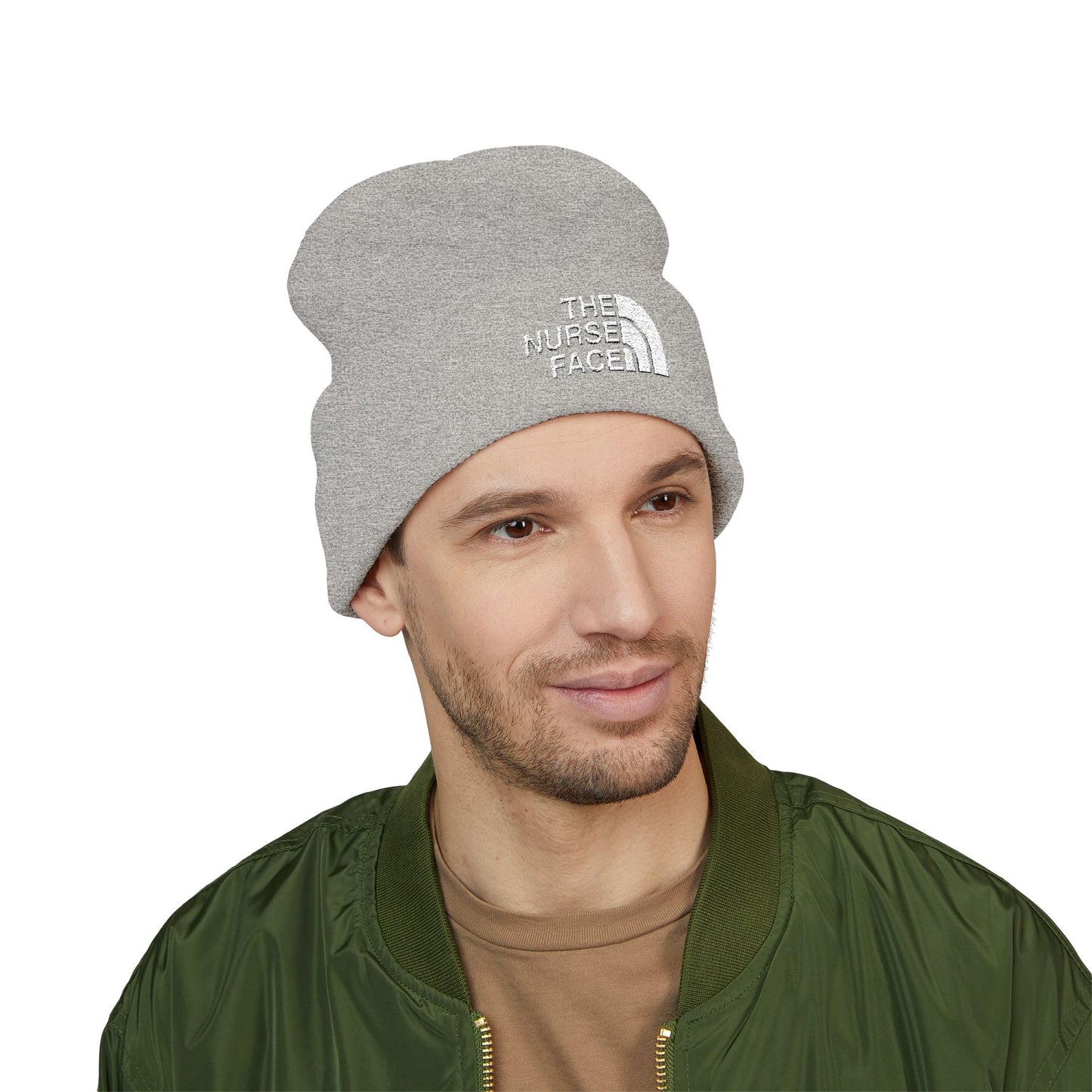 The Nurse Face Embroidered Classic Cuffed Beanie
