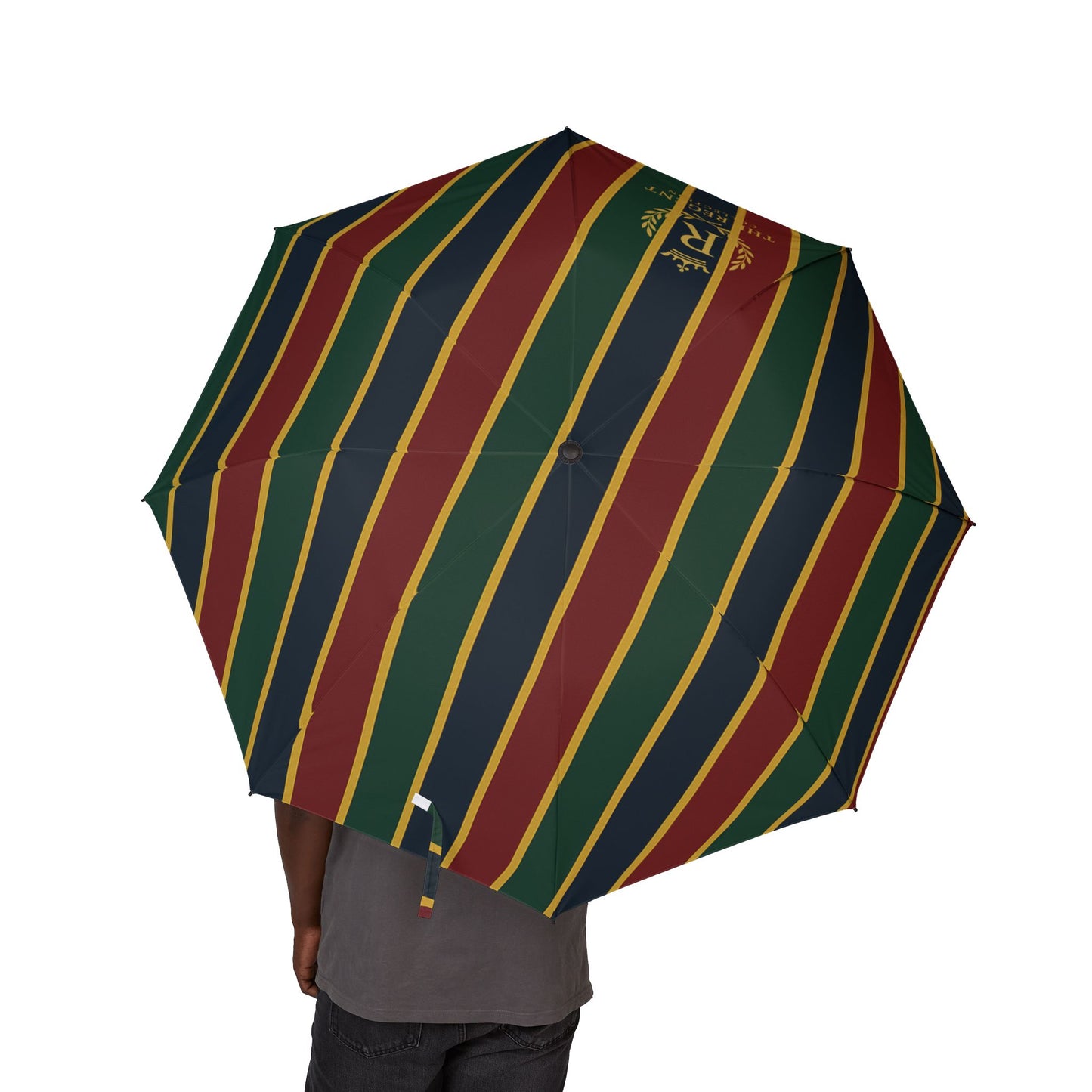 The Regent Collection Semi-Automatic Foldable Luxury Umbrella with Colorful Stripes