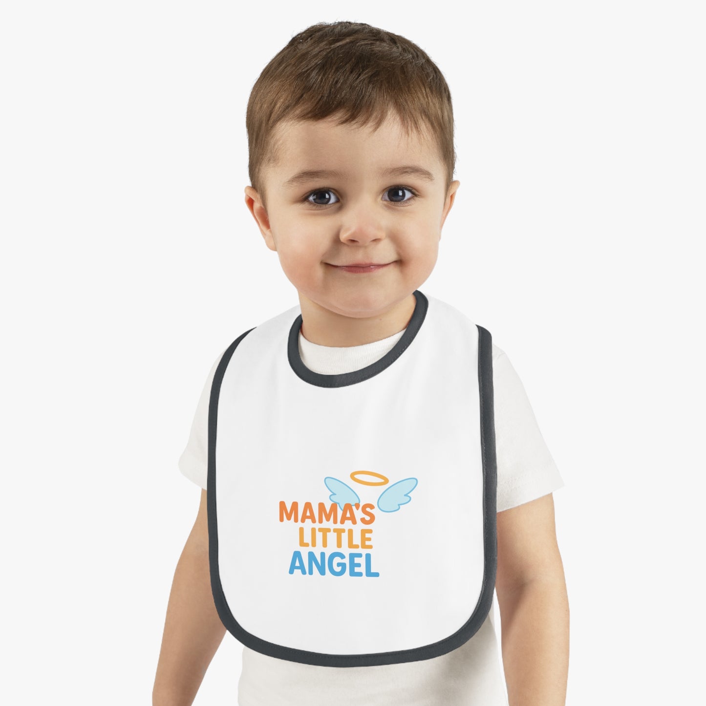 Mama's Little Angel Baby Bib with Contrast Trim