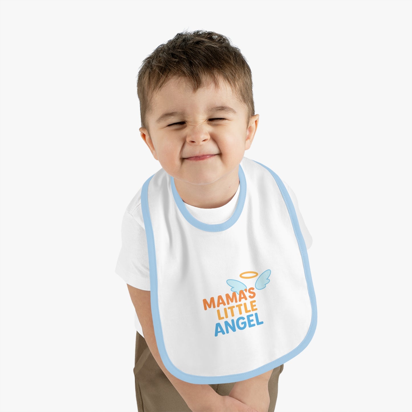 Mama's Little Angel Baby Bib with Contrast Trim