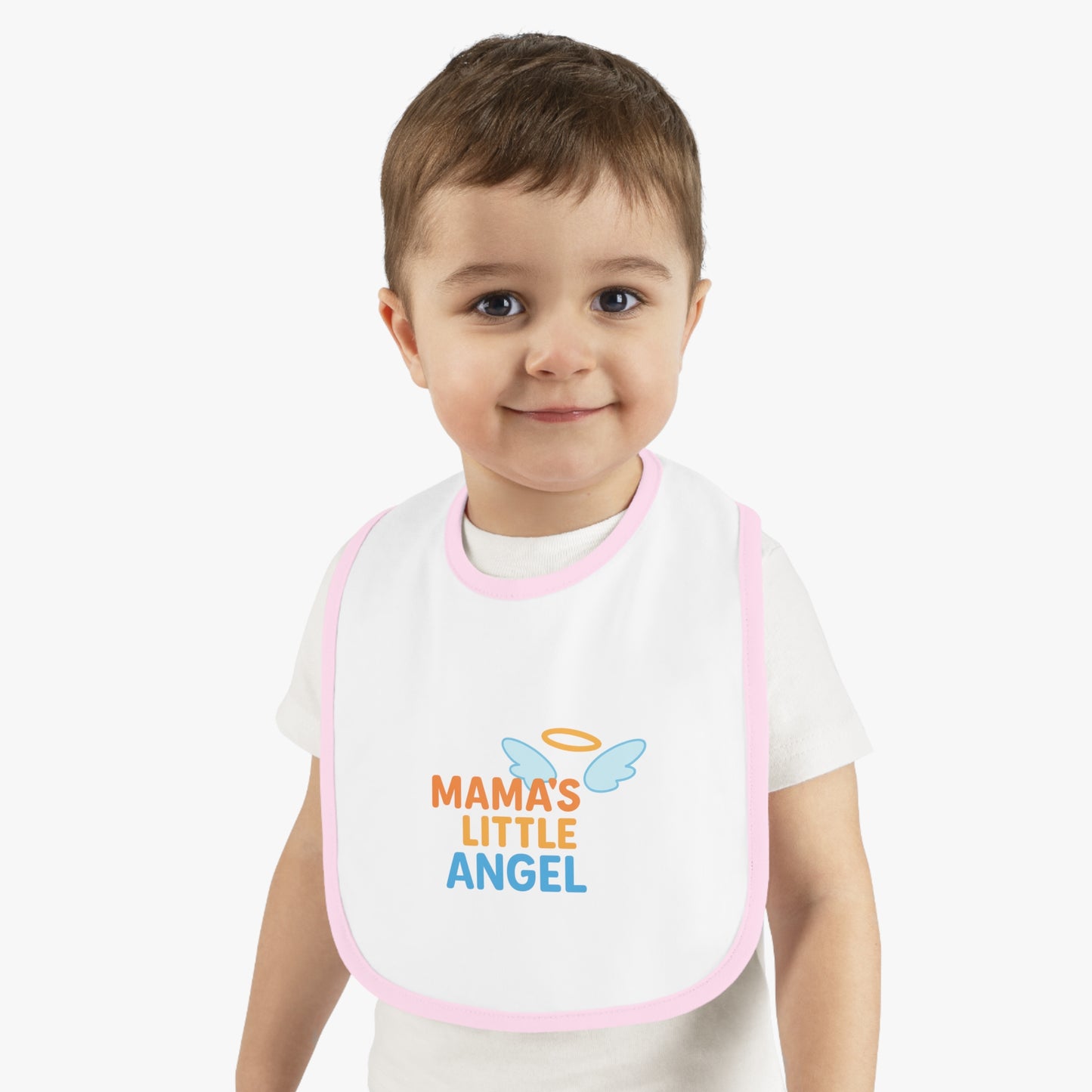 Mama's Little Angel Baby Bib with Contrast Trim