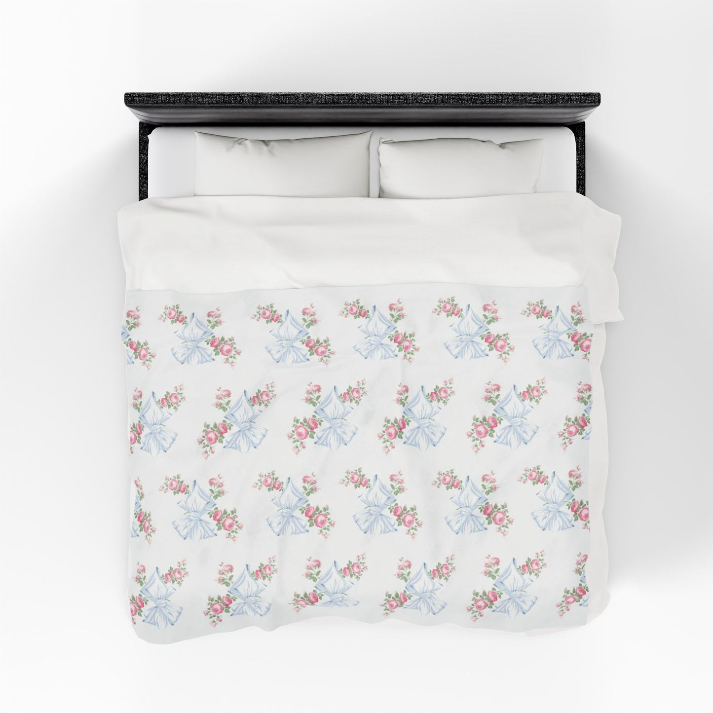 Rosa Beaux Blue Velveteen Plush Blanket