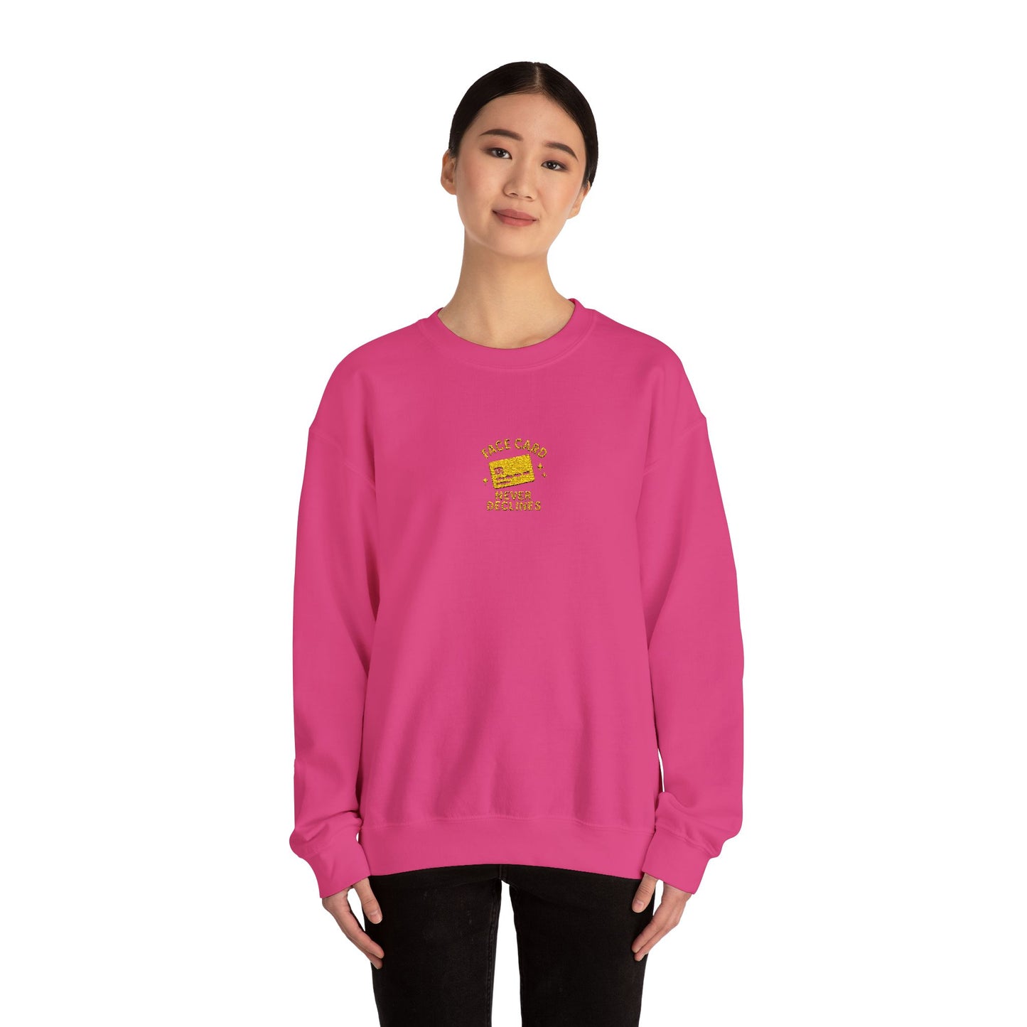 Face Card Never Declines Embroidered Crewneck Sweatshirt