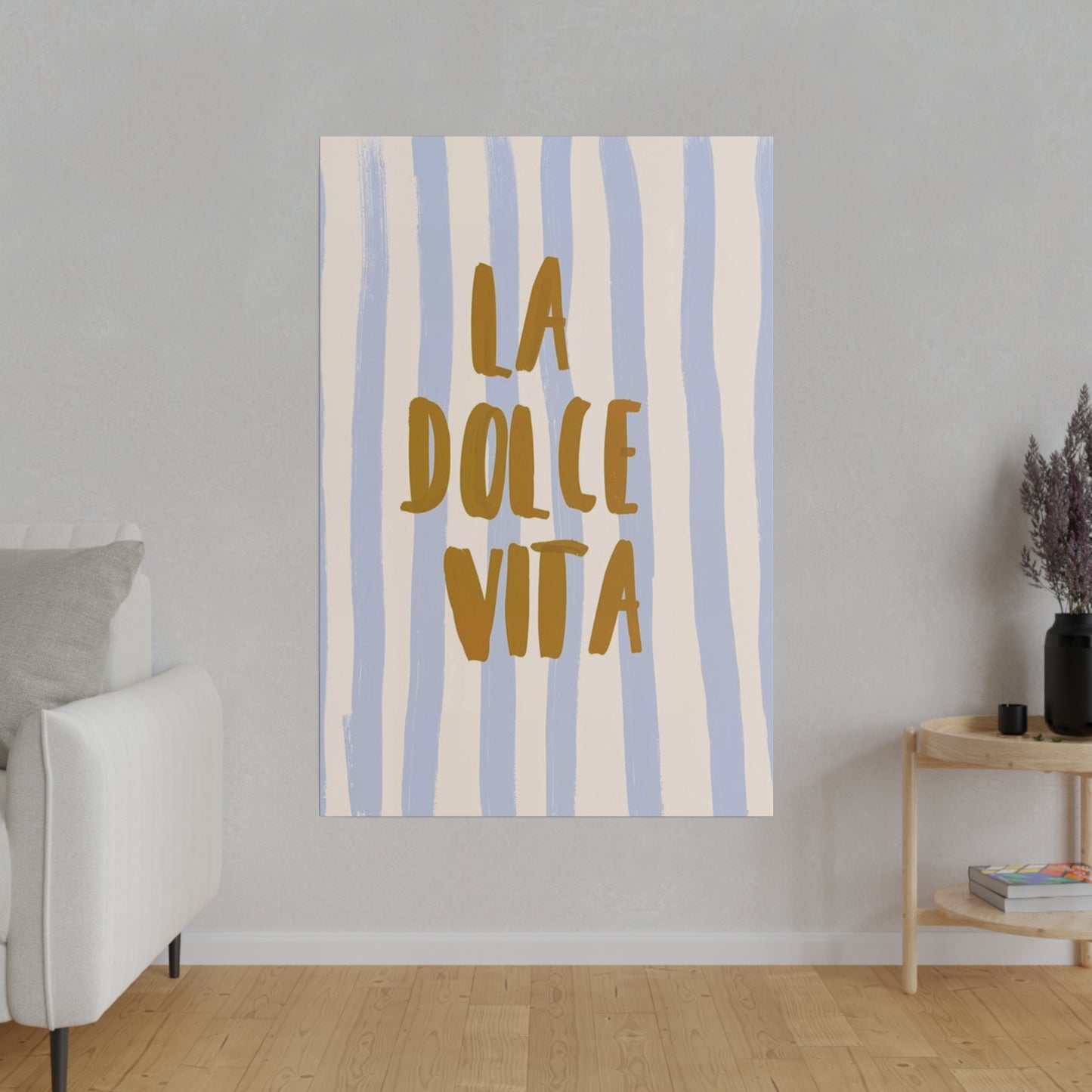 La Dolce Vita Blue Striped Matte Canvas, Stretched
