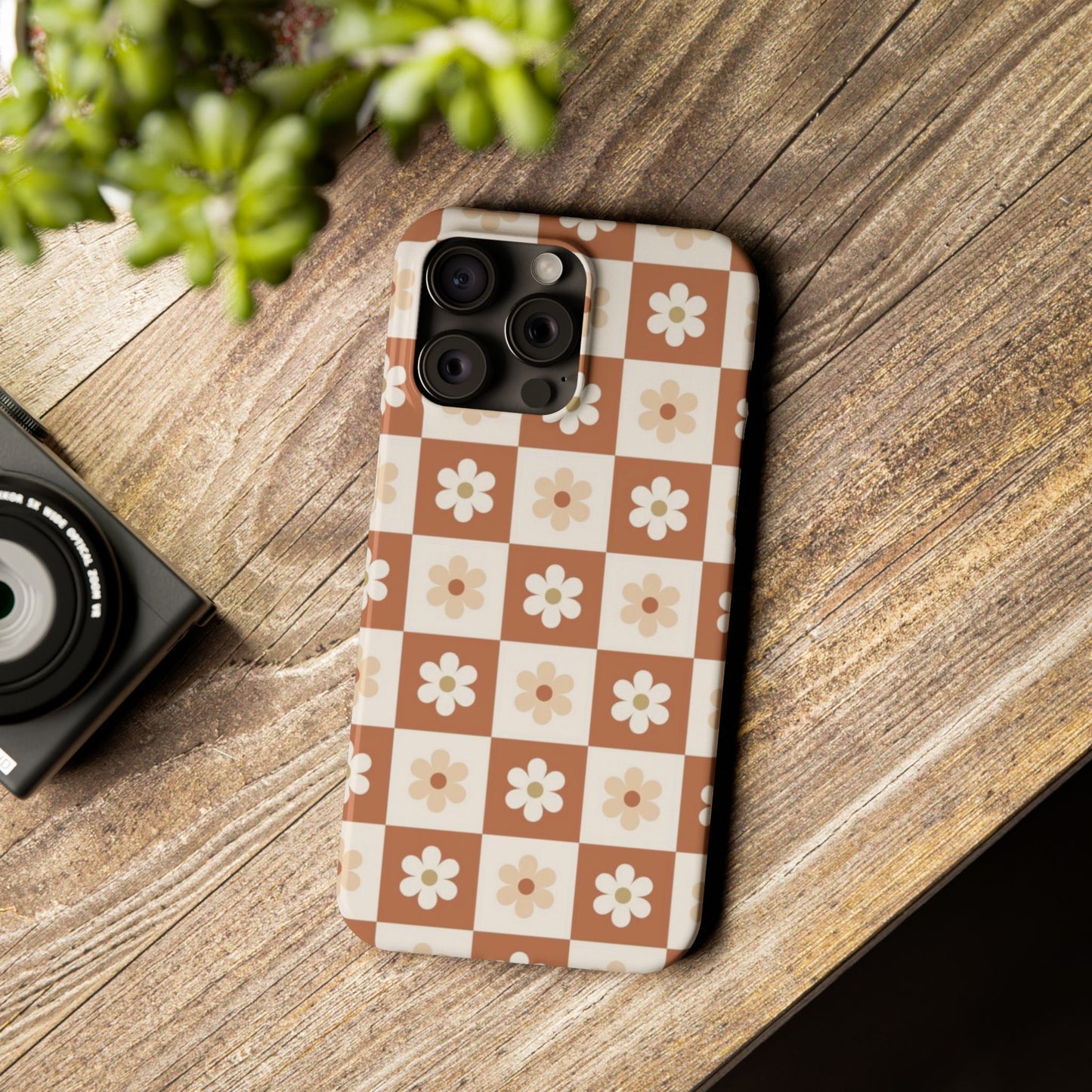 Autumn Checkered Floral Slim iPhone Case