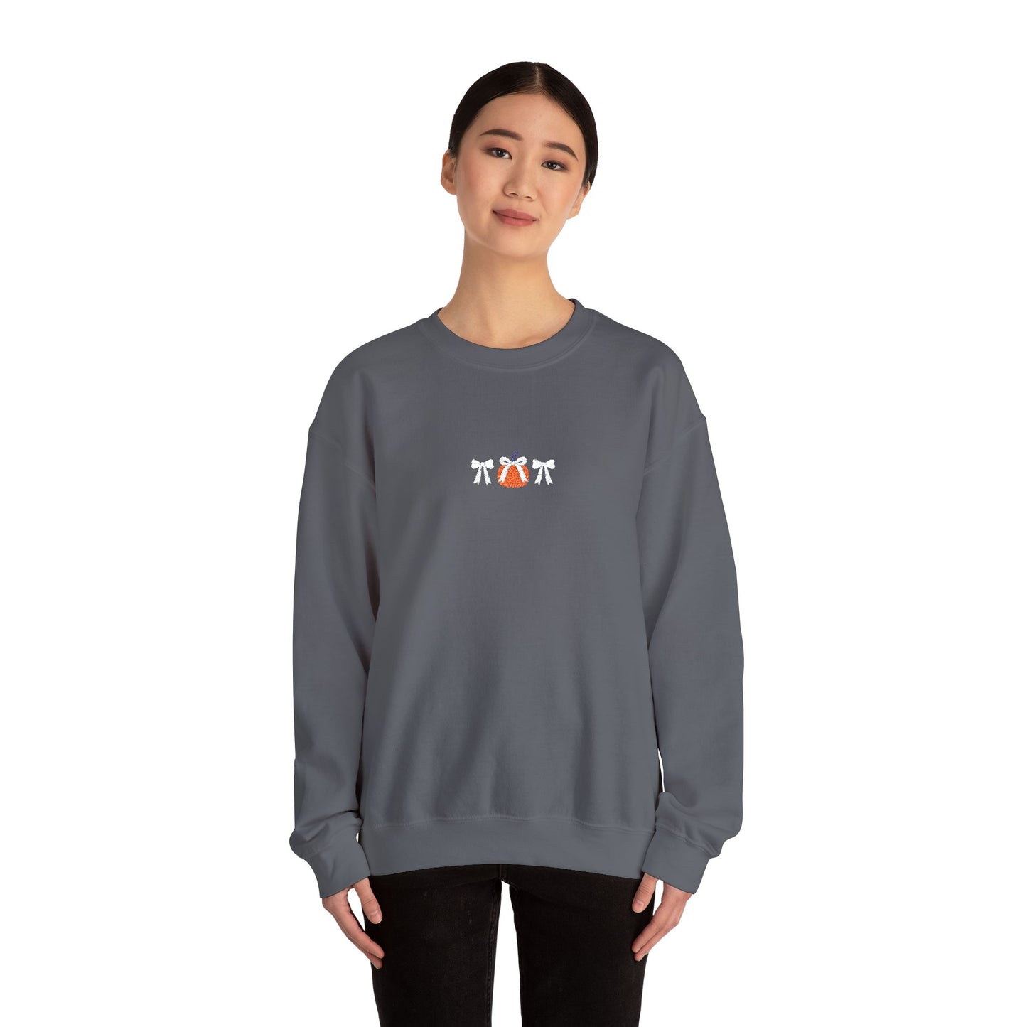 Coquette Pumpkin Embroidered Crewneck Sweatshirt