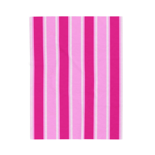 Think Pink Striped Velveteen Plush Blanket
