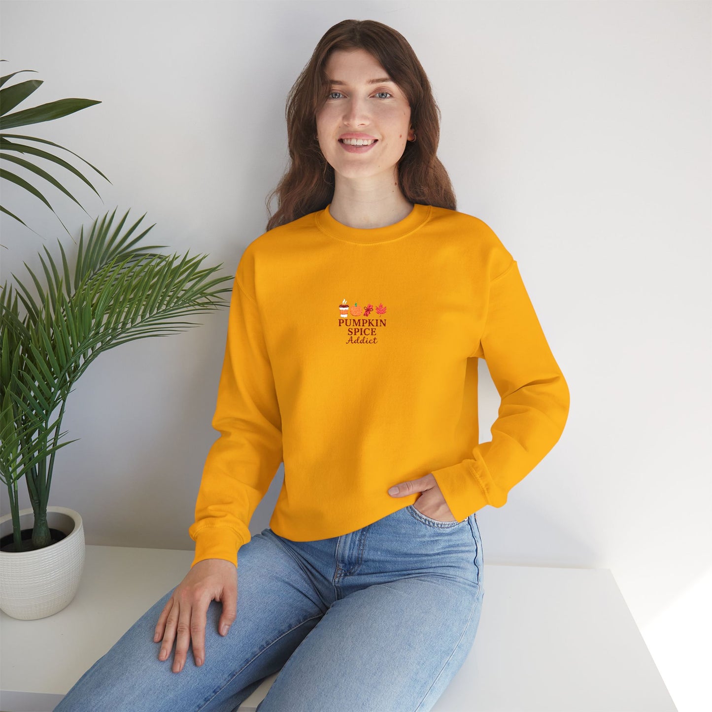 Pumpkin Spice Addict Embroidered Crewneck Sweatshirt