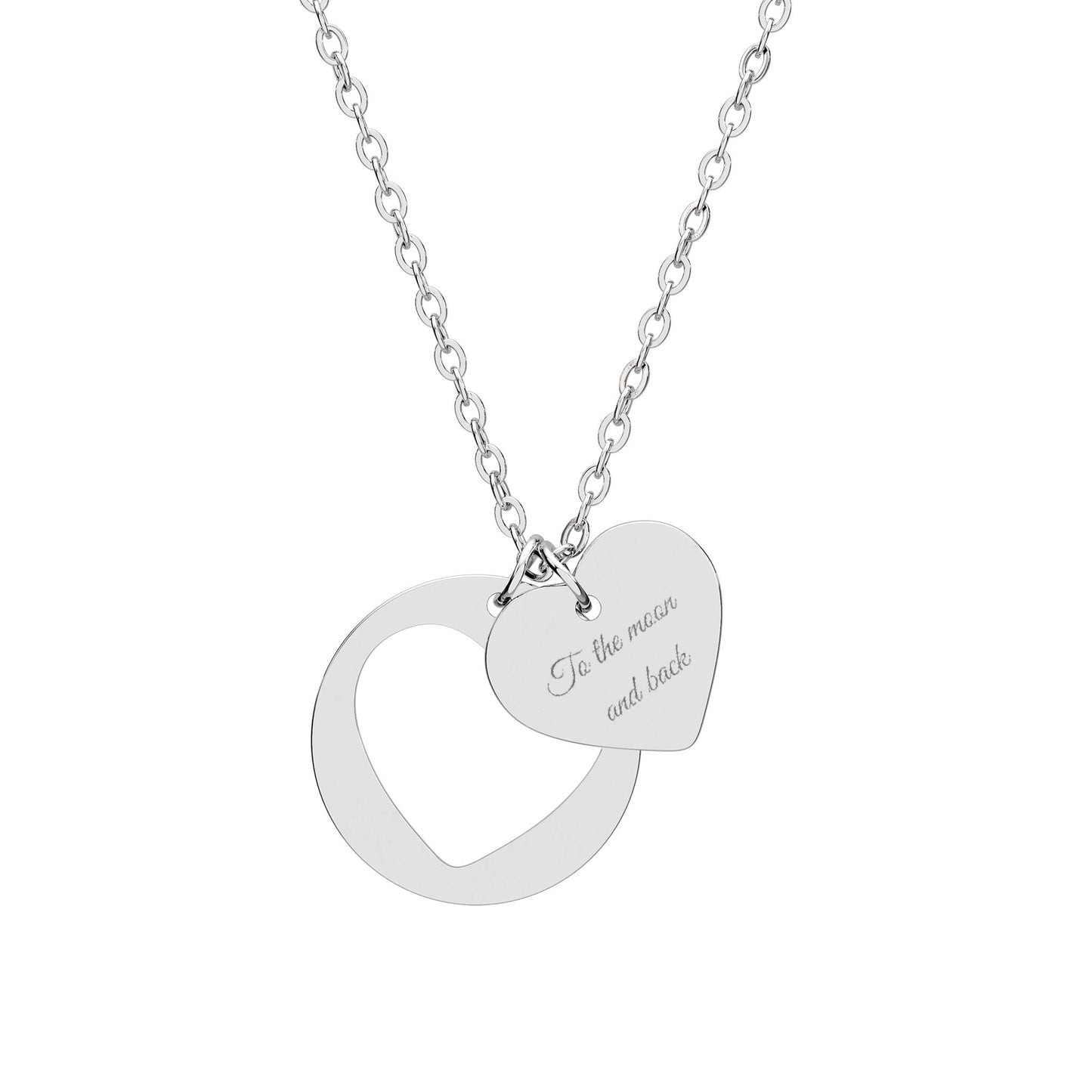 To The Moon and Back Personalized Engraved Heart Cutout Necklace
