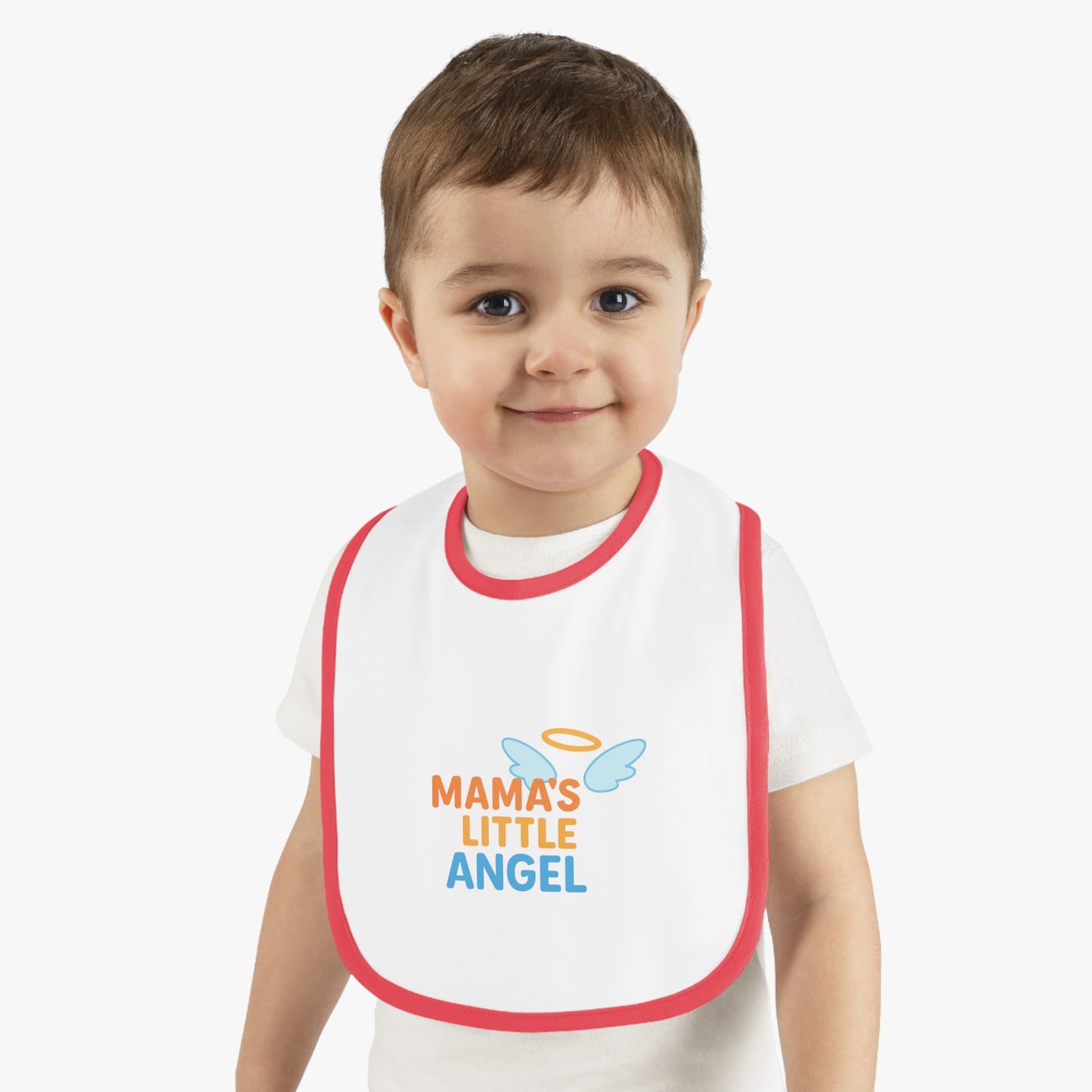 Mama's Little Angel Baby Bib with Contrast Trim