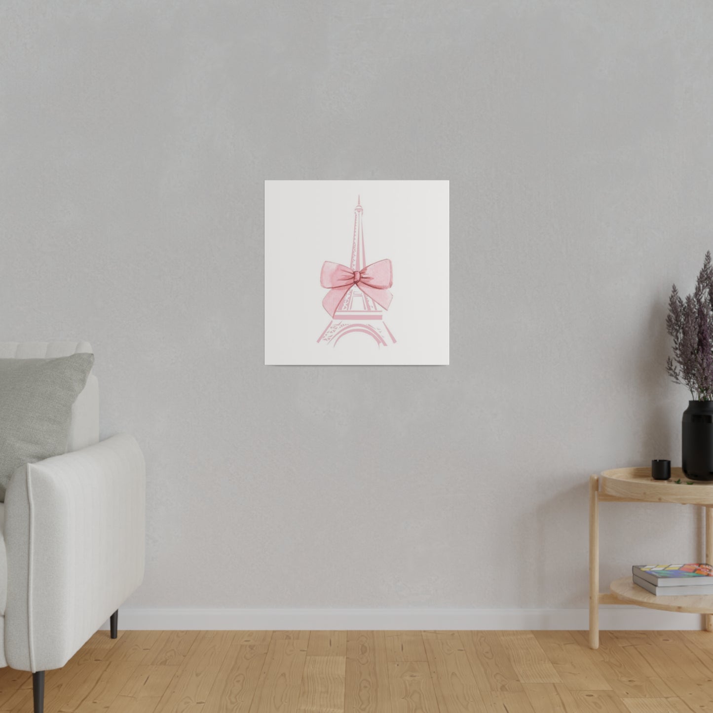 Eiffel Tower Bow Matte Canvas, Stretched