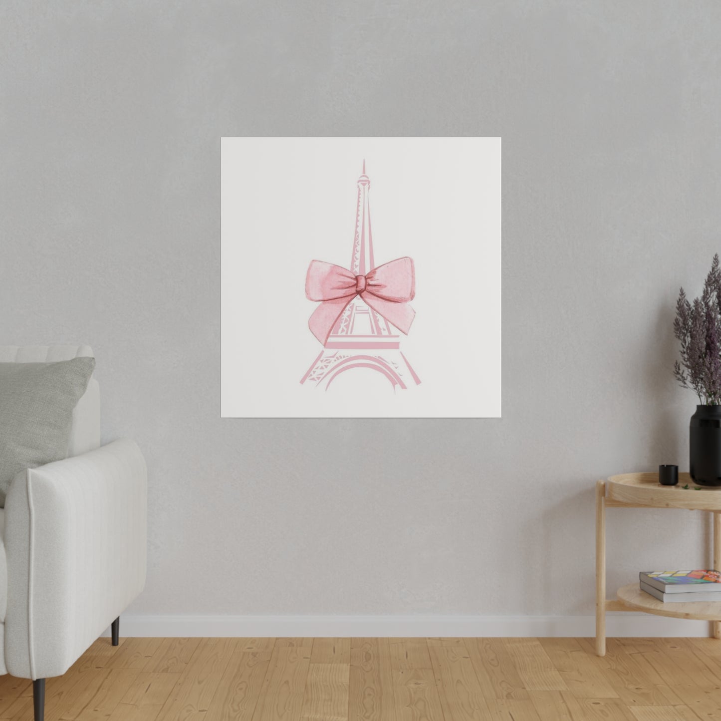 Eiffel Tower Bow Matte Canvas, Stretched