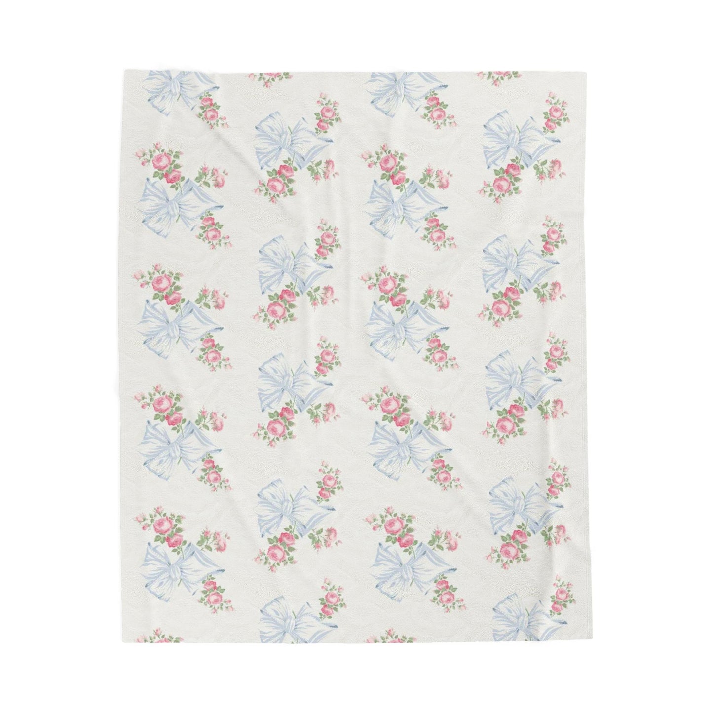 Rosa Beaux Blue Velveteen Plush Blanket