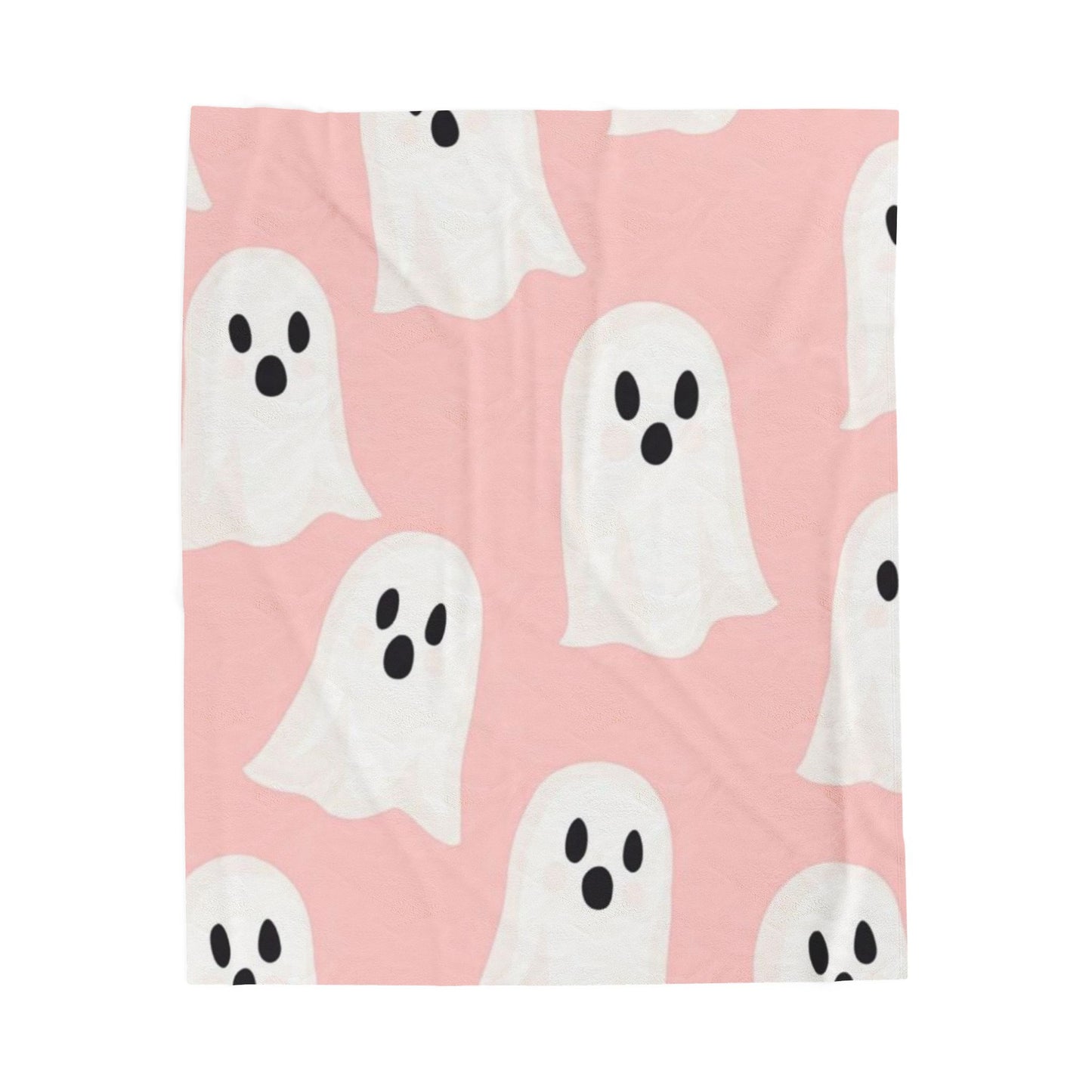 Cute Ghost Pattern Pink Velveteen Plush Blanket