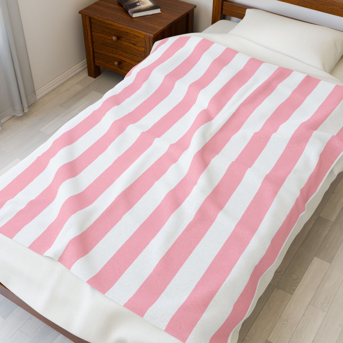 Pink Striped Summer Velveteen Plush Blanket