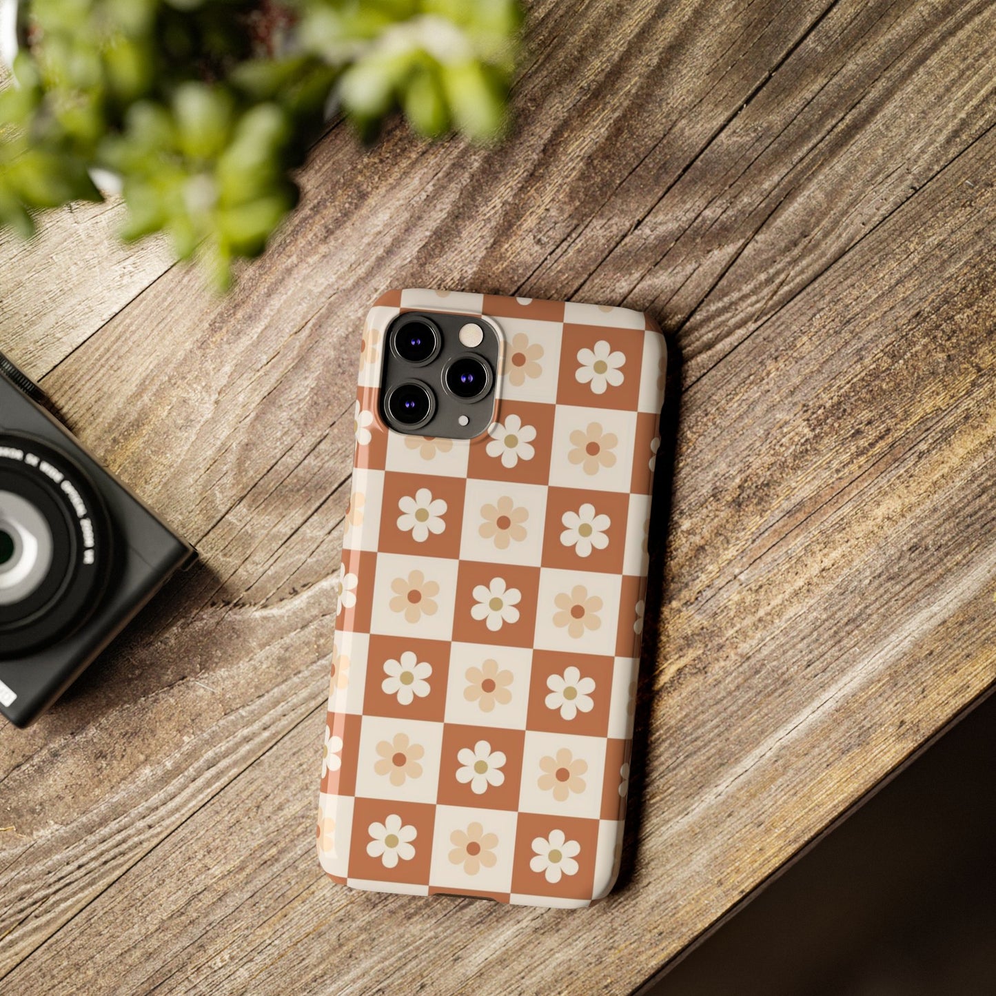 Autumn Checkered Floral Slim iPhone Case