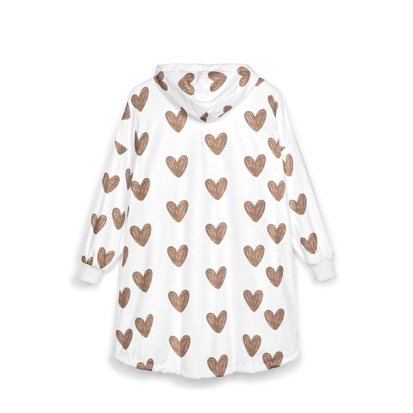 Cozy Heart Print Unisex Hooded Blanket